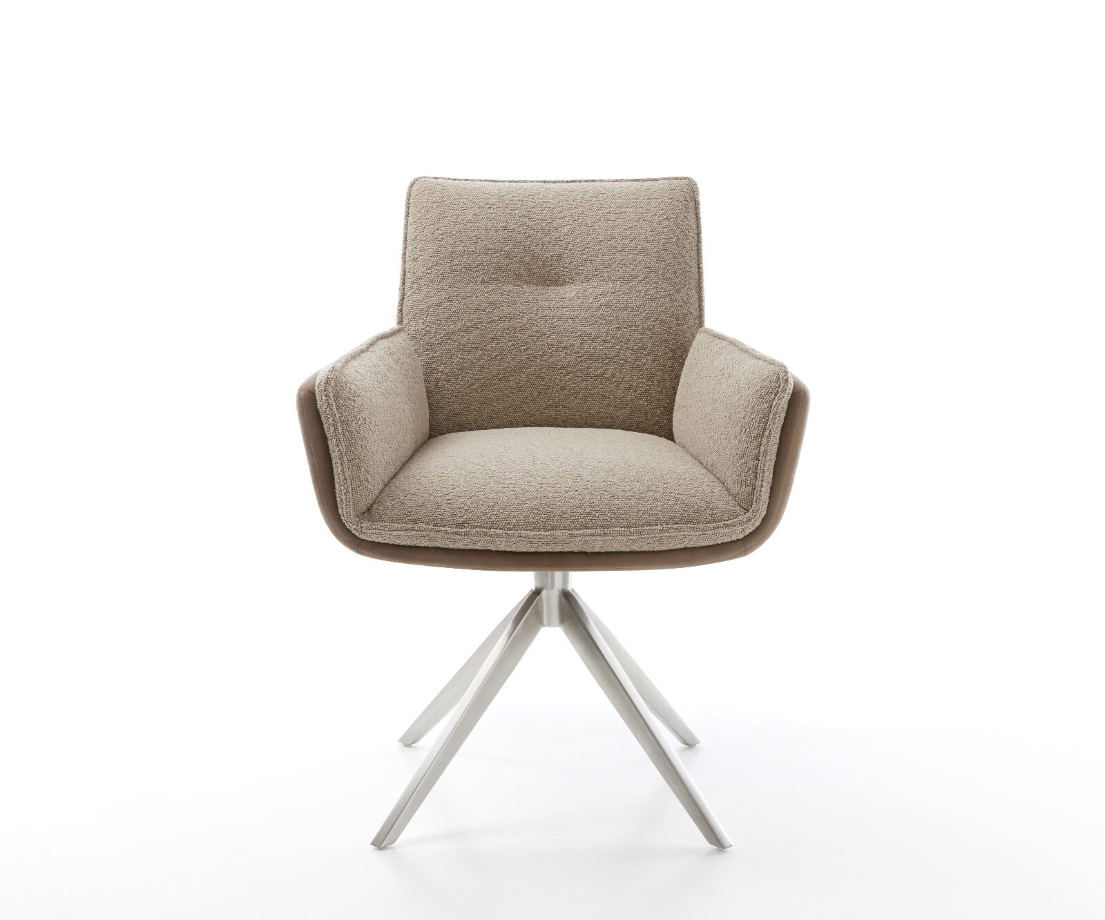 Chaise-pivotante Nela-Flex microvelours boue pied croisé large acier inoxydable brossé pivotement sur 360° fonction bascule 1