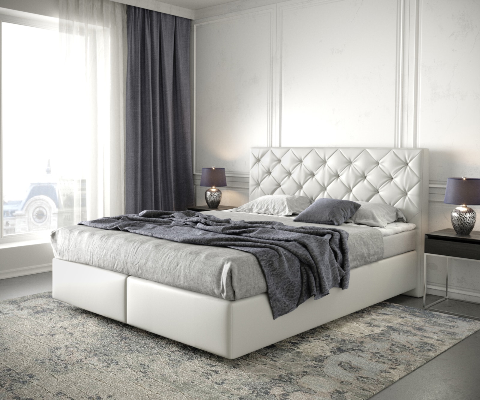 Boxspringbett Dream-Great 160x200 cm Kunstleder Weiß mit Matratze und Topper Boxspringbett Dream-Great 160x200 cm Kunstleder Weiß mit Matratze und Topper