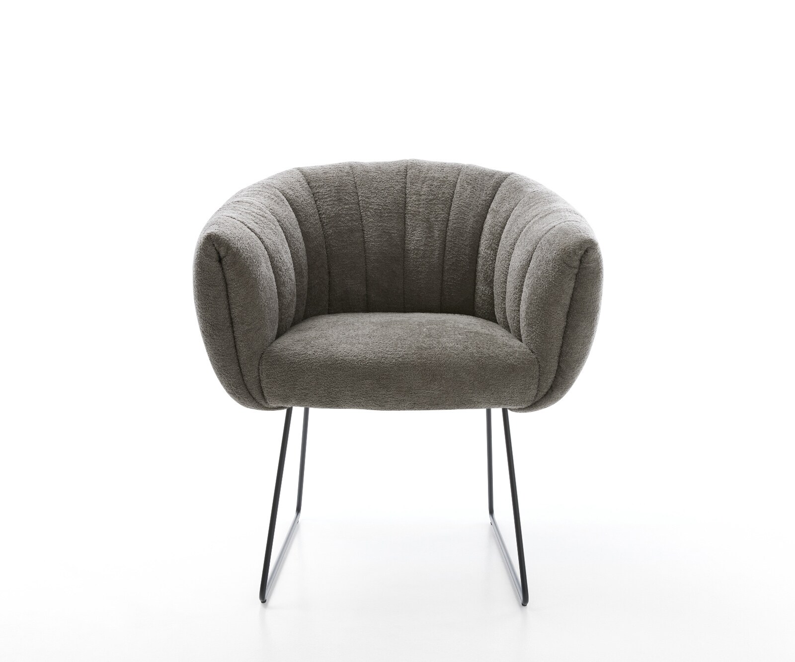 Esszimmerstuhl Jada-Flex Bouclé Soft Schlamm Kufengestell Schwarz Taschenfederkern 2