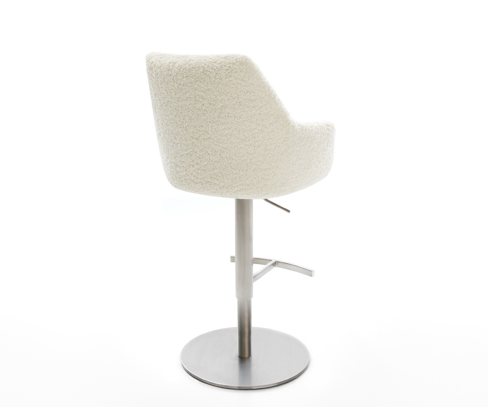 Barstuhl Alja-Flex Teddystoff Beige Drehfuß höhenverstellbar Edelstahl Silberfarben Taschenfederkern 5