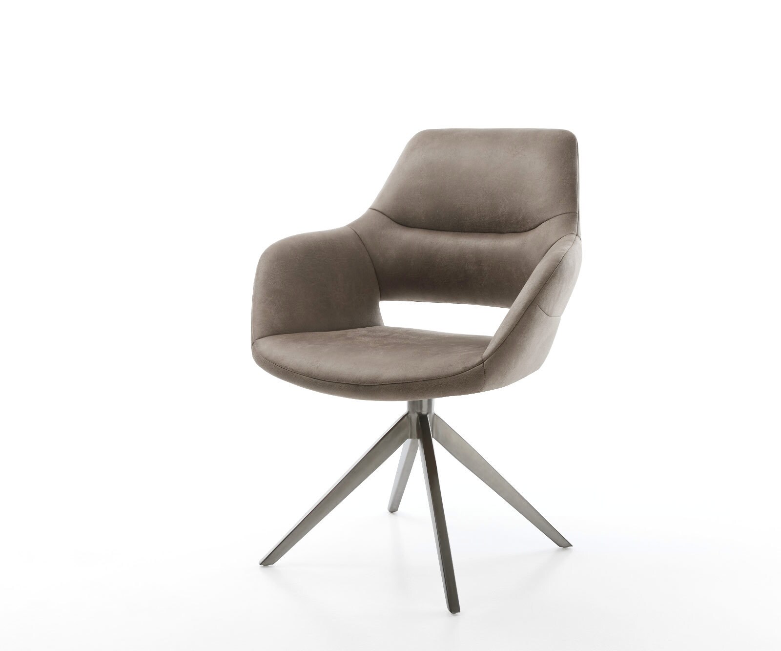 Chaise-pivotante Yago-Flex mit Armlehnen microvelours taupe vintage pied croisé large grafiete pivotement sur 360° fonction bascule ressorts ensachés