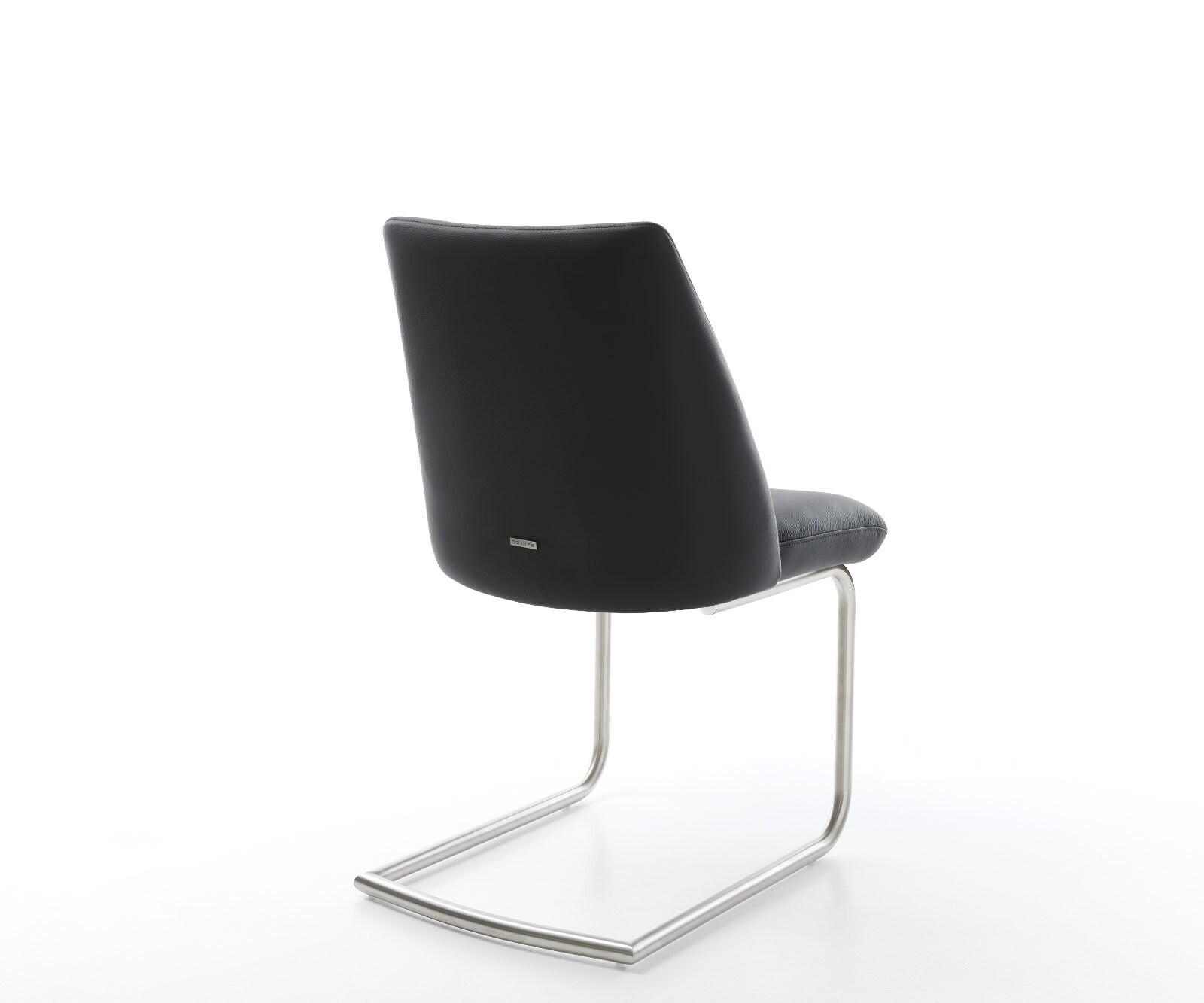 Freischwinger Elso-Flex Echt-Leder Schwarz Freischwinger rund Edelstahl Taschenfederkern 5