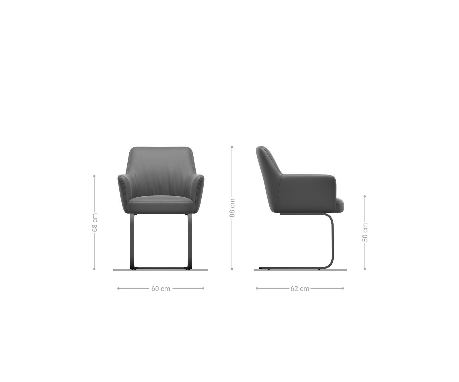 Freischwinger Xana-Flex mit Armlehnen Cord Silbergrau Freischwinger flach Schwarz Taschenfederkern 6