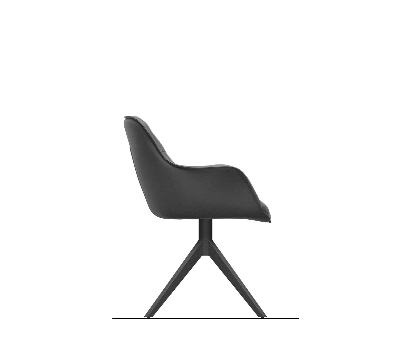Chaise-pivotante Kaira-Flex tissu structuré doux gris pied croisé large noir pivotement sur 360° fonction bascule 8