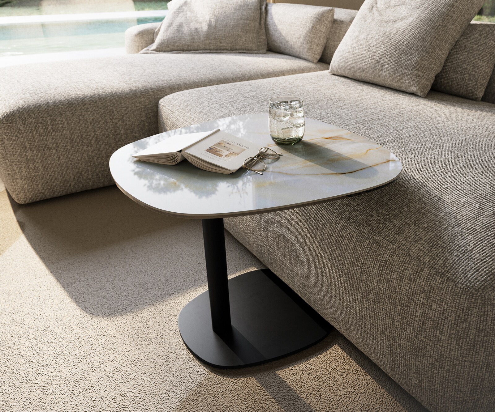 Beistelltisch Edge Boot 60x60 cm Keramik Onyx Pearl Eleny Metall Schwarz 1