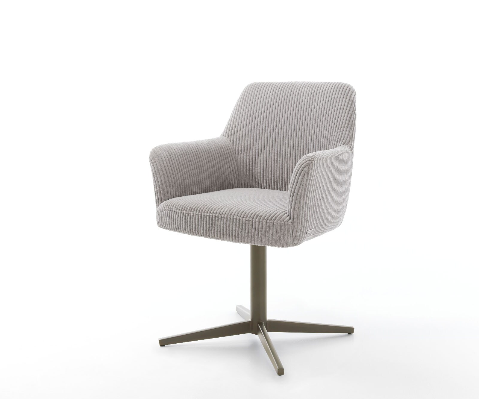 Drehstuhl Xana-Flex mit Armlehnen Cord Silbergrau Fußkreuz Effektfinish Titan 360° drehbar Taschenfederkern