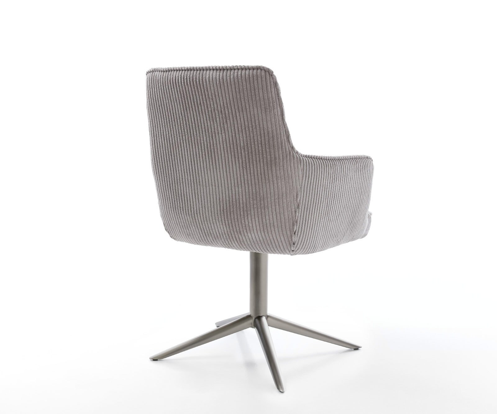 Chaise-pivotante Heira-Flex mit Armlehnen côtelé gris argenté pied de chaise 4 branches grafiete pivotement sur 360° fonction bascule ressorts ensachés 4