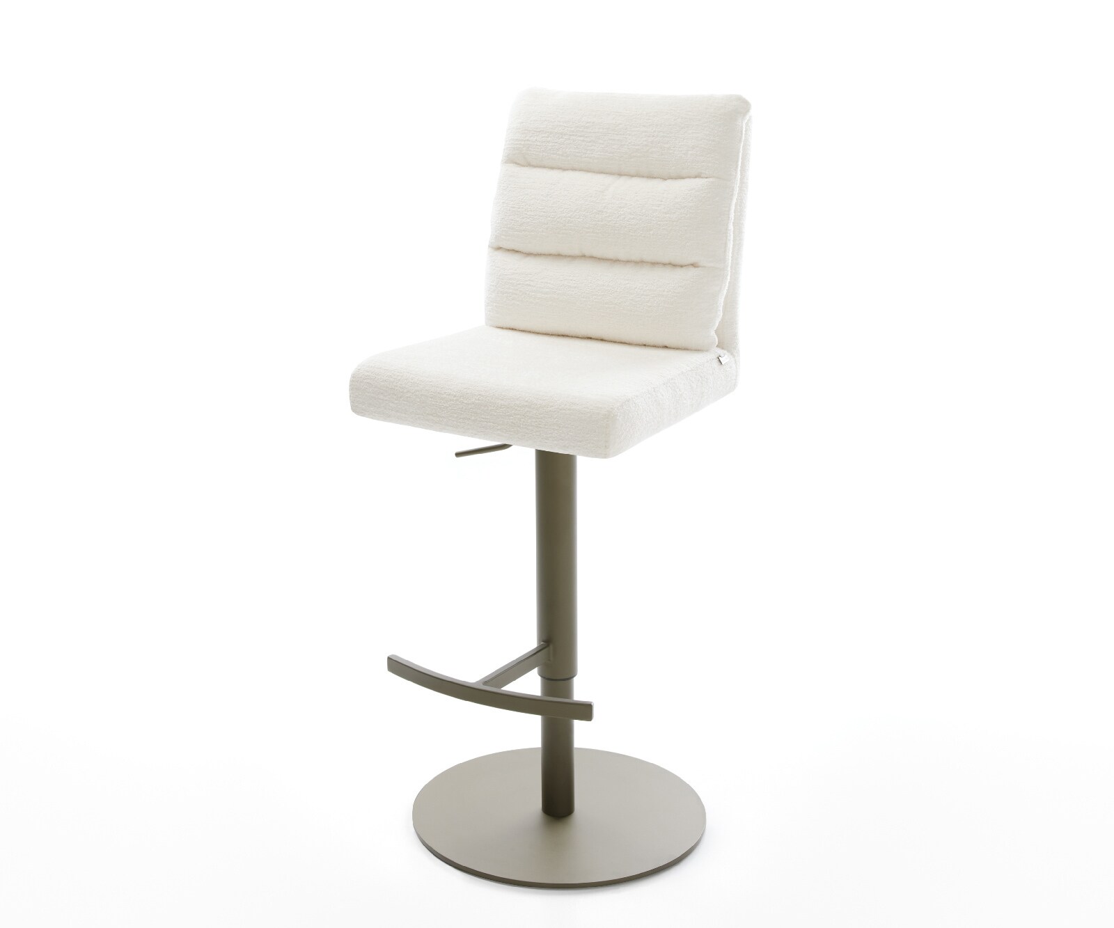 Chaise-de-bar Pela-Flex Bouclé doux Beige Pied pivotant réglable en hauteur couleur titane Couleur titane 1