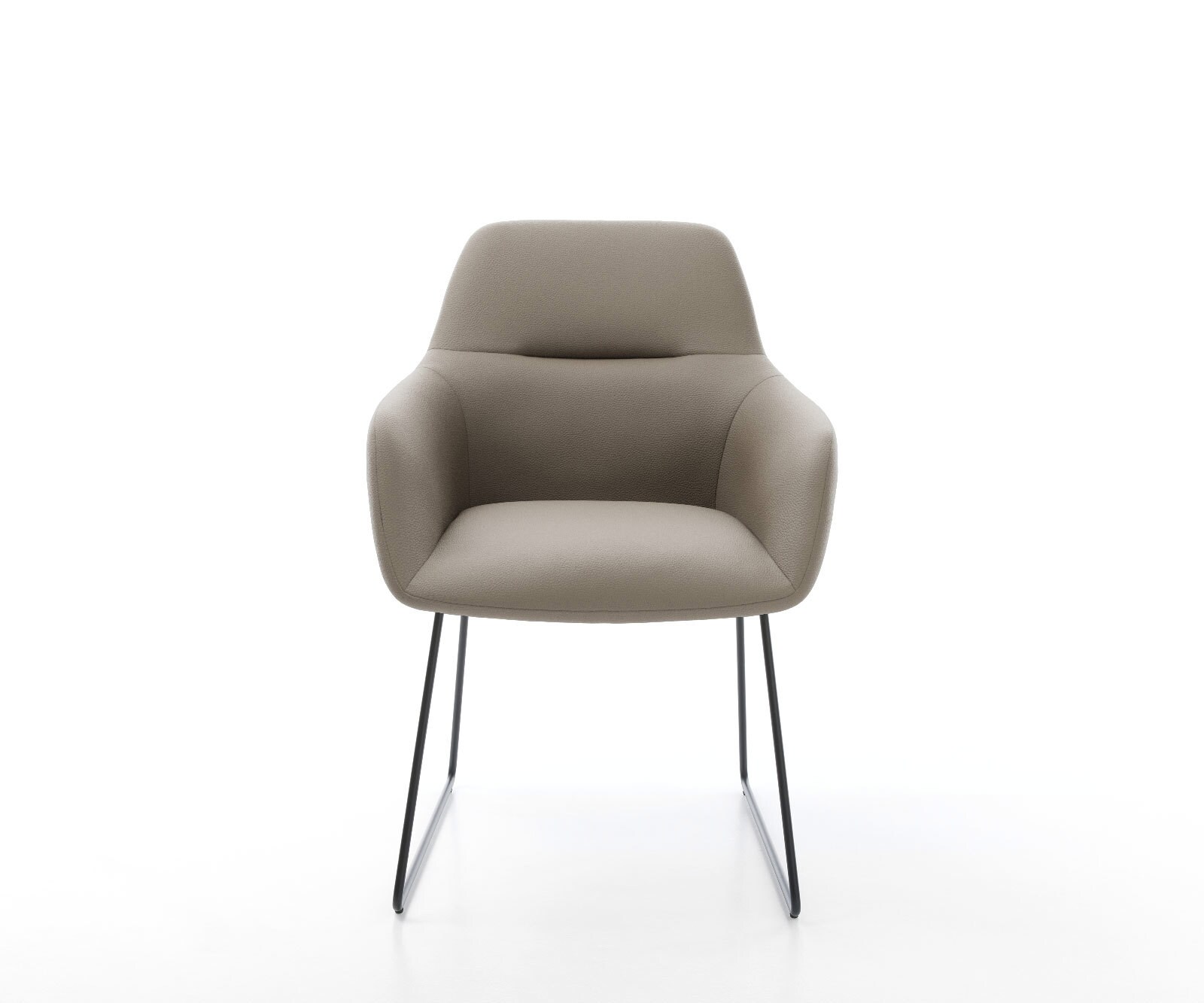 Chaise-de-salle-à-manger Pejo-Flex cuir de vache couleur boue pied trapèze noir ressorts ensachés 1