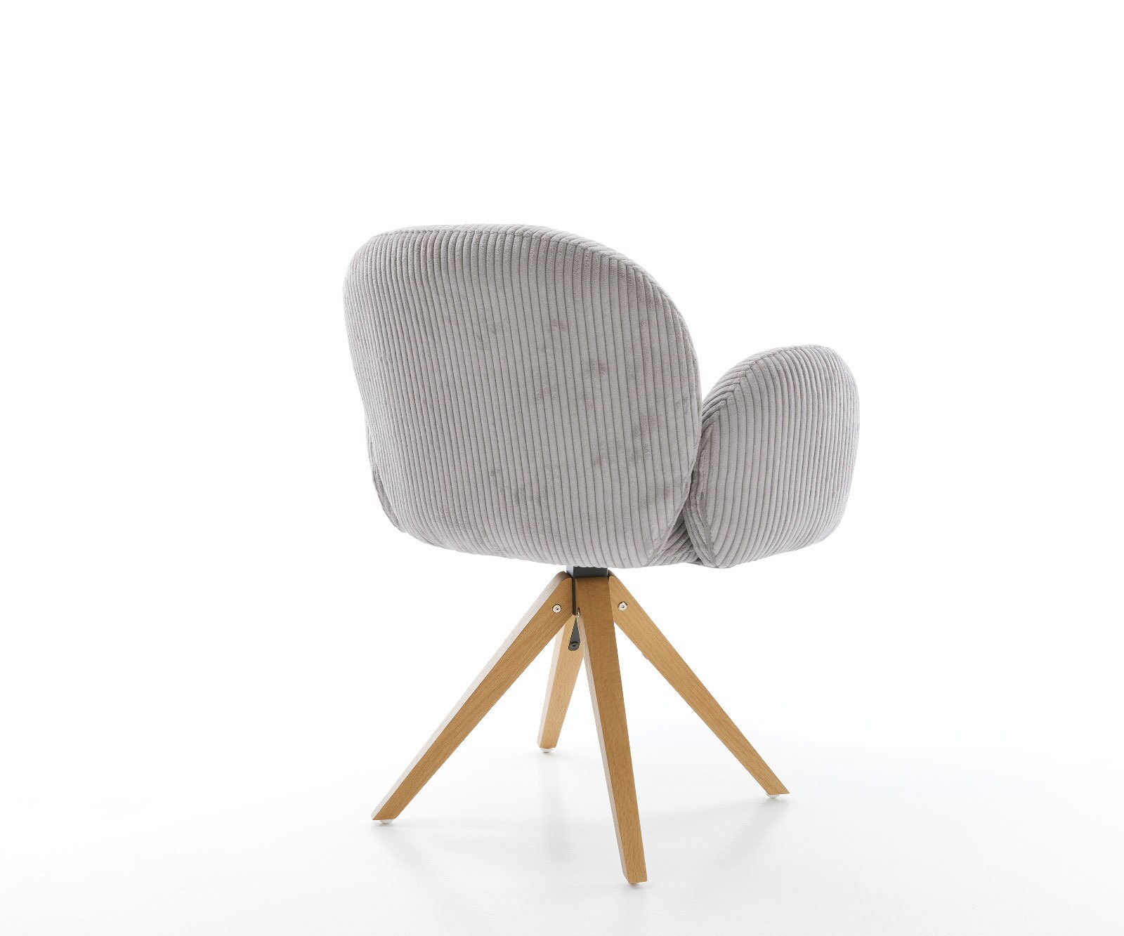 Drehstuhl Nube-Flex mit Armlehnen Cord Silbergrau Holzgestell kantig Natur 180° drehbar Taschenfederkern 5