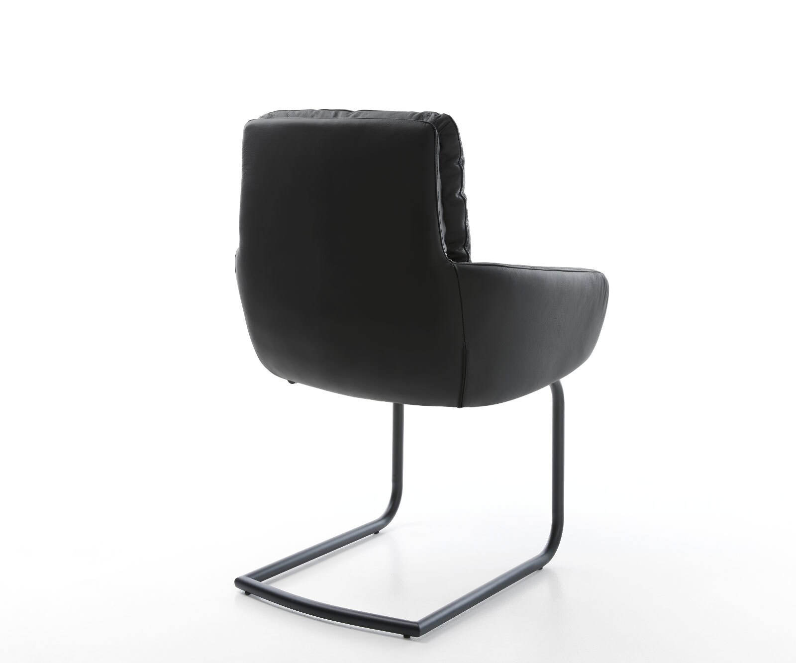 Freischwinger Abelia-Flex mit Armlehnen Echt-Leder Schwarz Freischwinger rund Schwarz 4