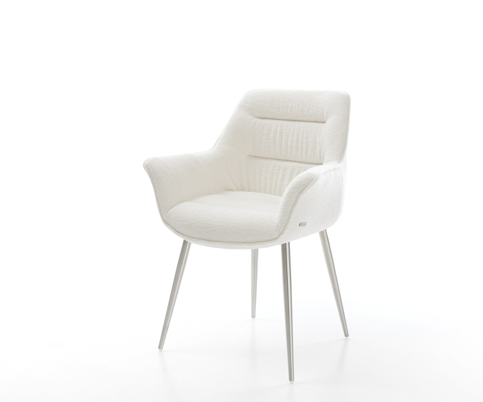 Esszimmerstuhl Kaira-Flex Bouclé Soft Beige 4-Fuß konisch Edelstahl