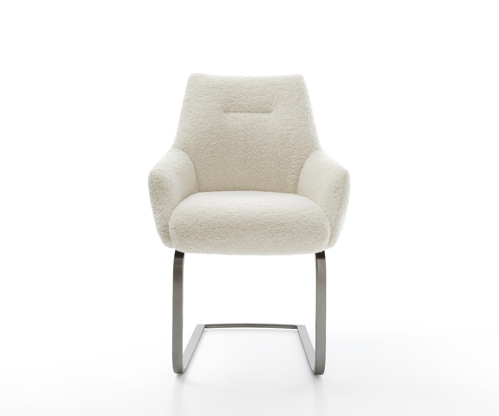 Freischwinger Alja-Flex mit Armlehnen Teddystoff Beige Freischwinger flach Graphit Taschenfederkern 1