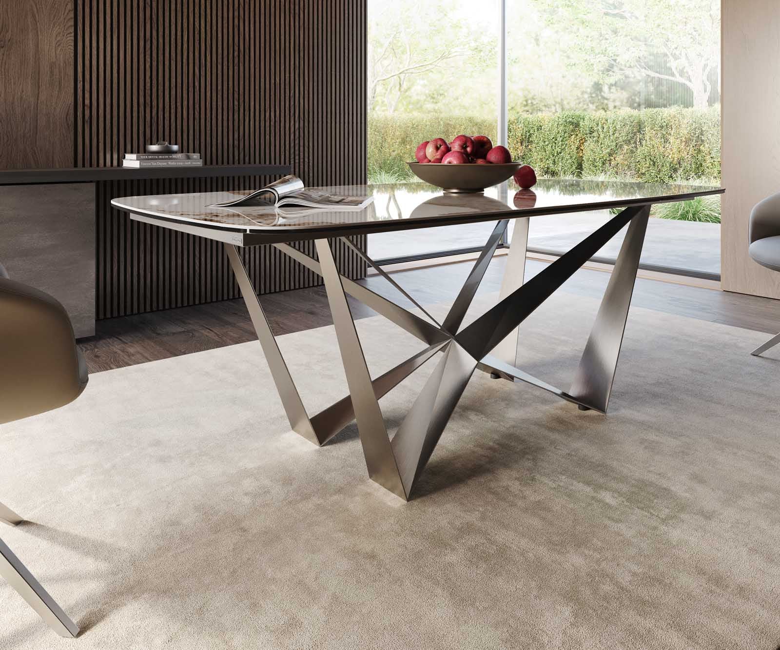 Esstisch Edge Boot 200x100 Keramik Minas Melange Weiß-Beige Spider Flachstahl Edelstahl 5 Esstisch Edge Boot 200x100 Keramik Minas Melange Weiß-Beige Spider Flachstahl Edelstahl 5