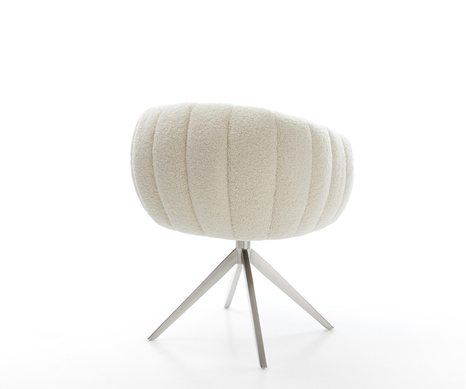 Chaise-pivotante Jada-Flex tissu teddy beige pied croisé large acier inoxydable brossé pivotement sur 360° fonction bascule ressorts ensachés 5