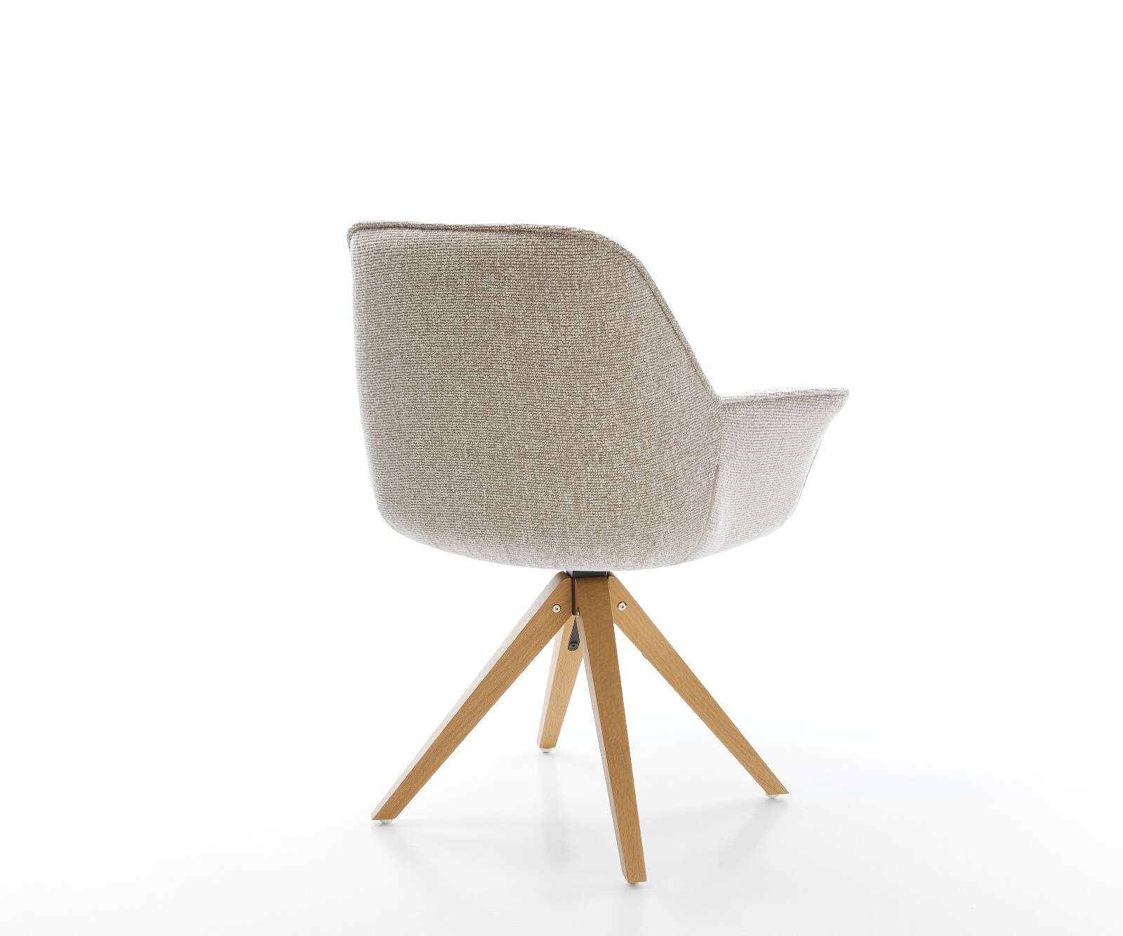 Drehstuhl Keila-Flex mit Armlehnen Webstoff Soft Beige Holzgestell kantig Natur 180° drehbar 4