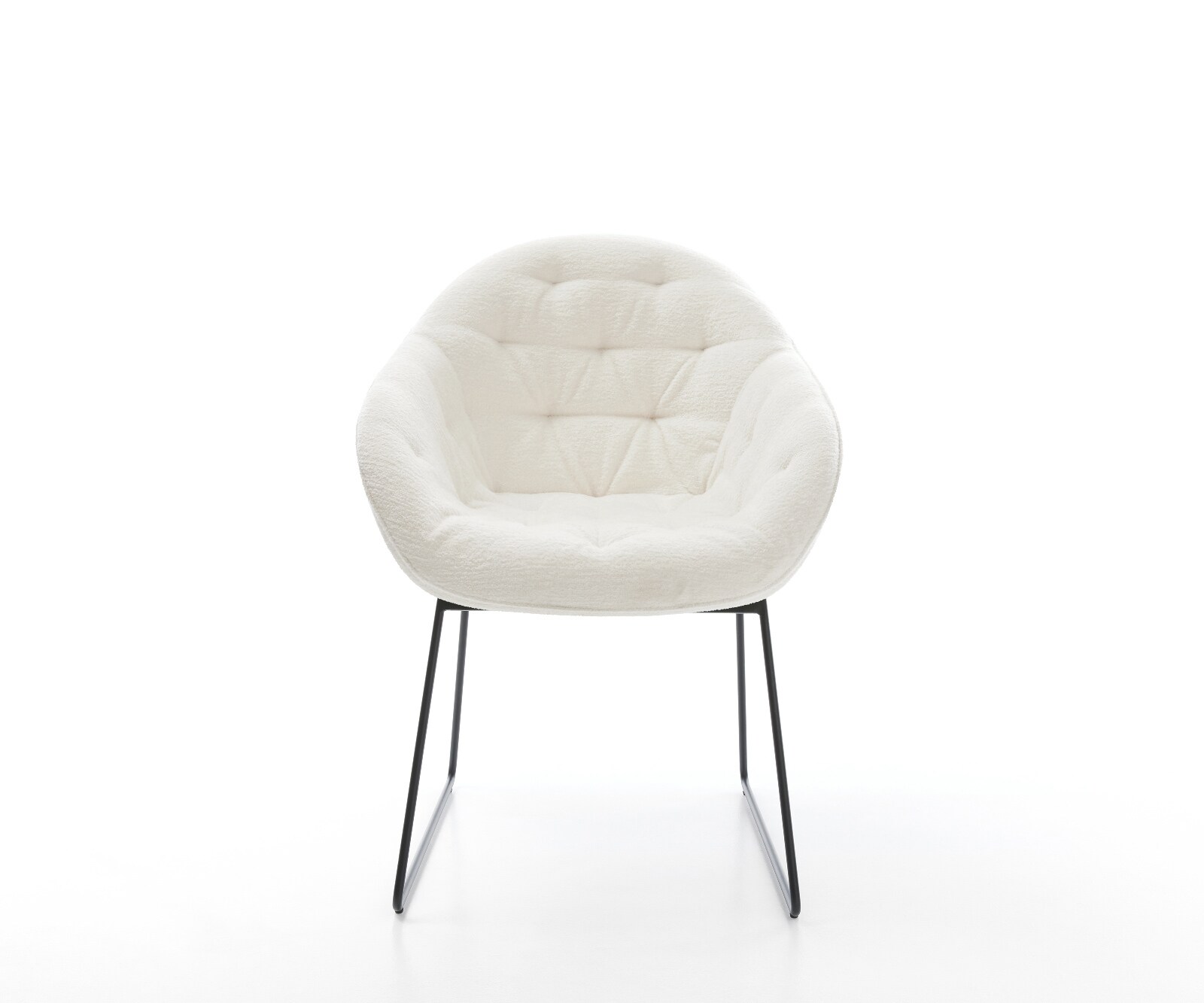 Chaise-de-salle-à-manger Gaio-Flex bouclé doux beige pied trapèze noir 2
