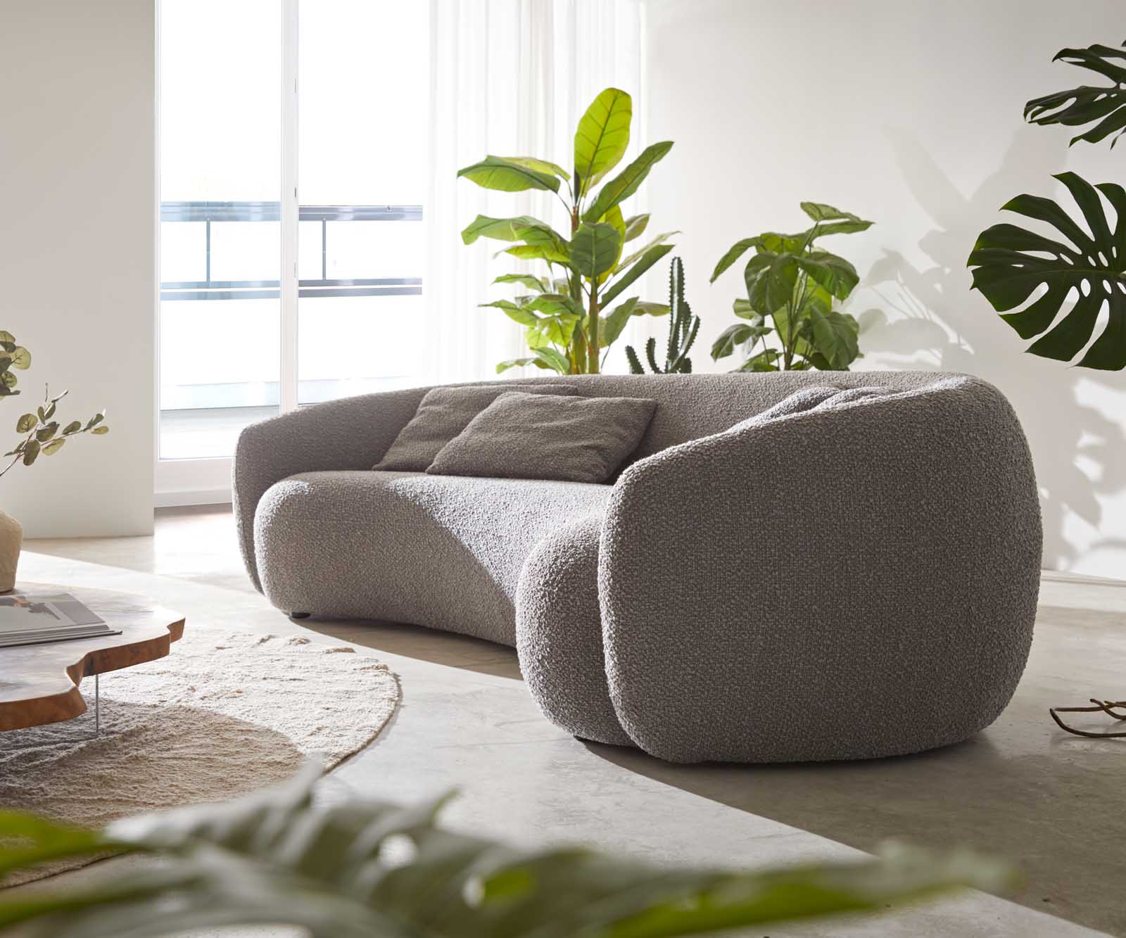 Canapé-3-places Larna 260x120 cm Bouclé gris argenté 5
