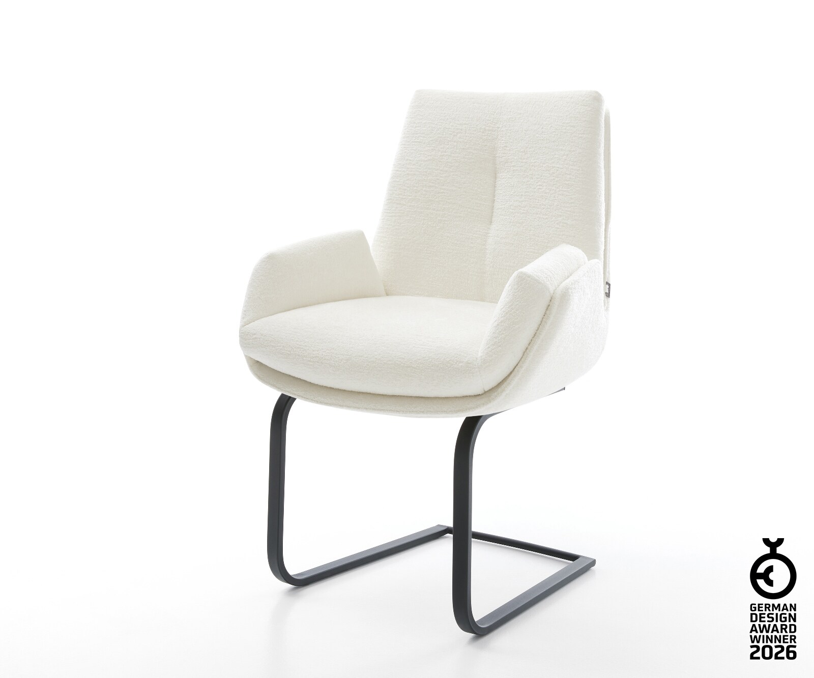 Cantilever Clea-Flex bouclé doux beige pied cantilever plat noir
