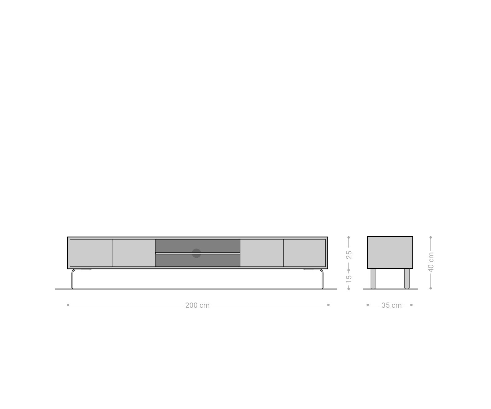 Buffet bas Fevo 200 cm acacia marron 2 portes Pied-L 6