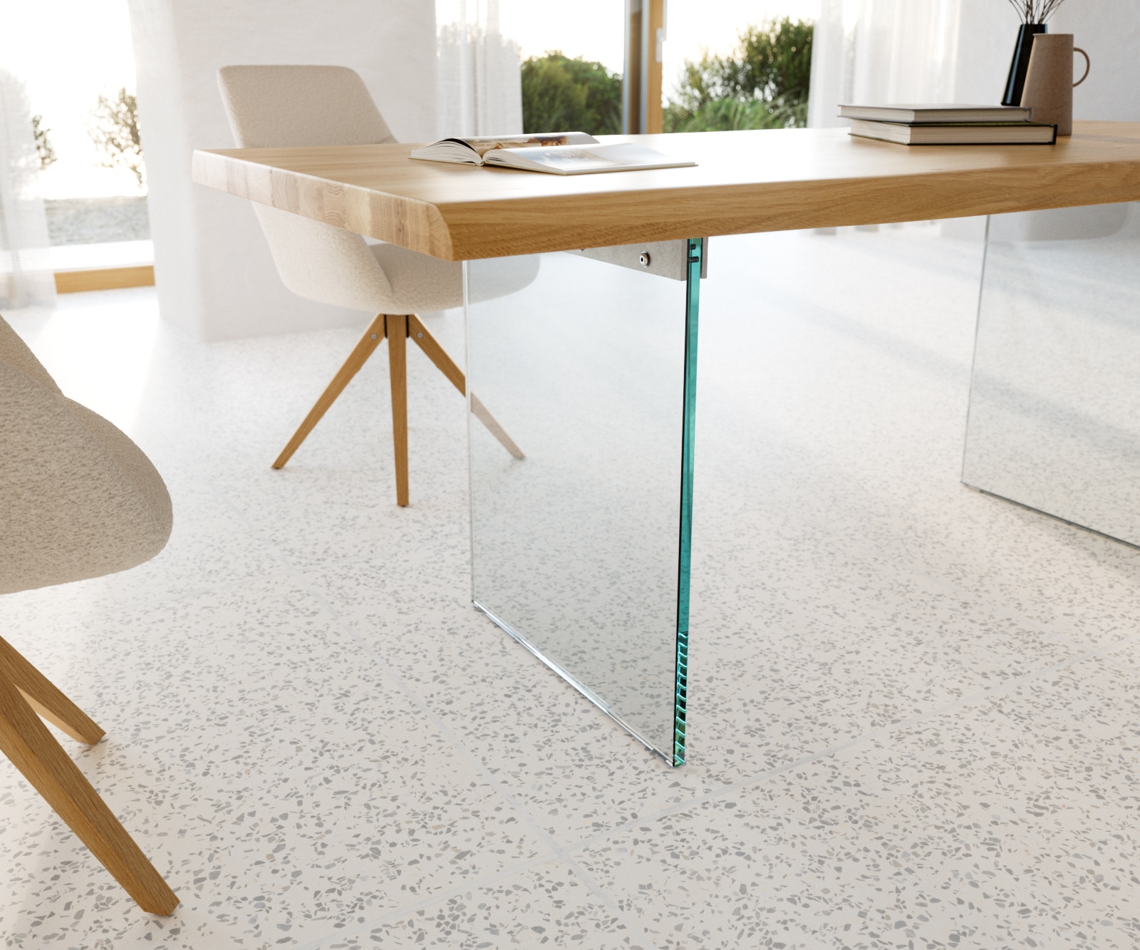 Esstisch Edge 200x100 Eiche Natur Glas Live-Edge 5 Esstisch Edge 200x100 Eiche Natur Glas Live-Edge 5