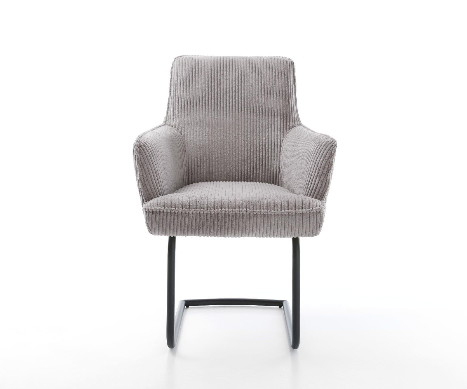 Cantilever Heira-Flex avec accoudoirs côtelé gris argenté pied cantilever rond noir ressorts ensachés 2