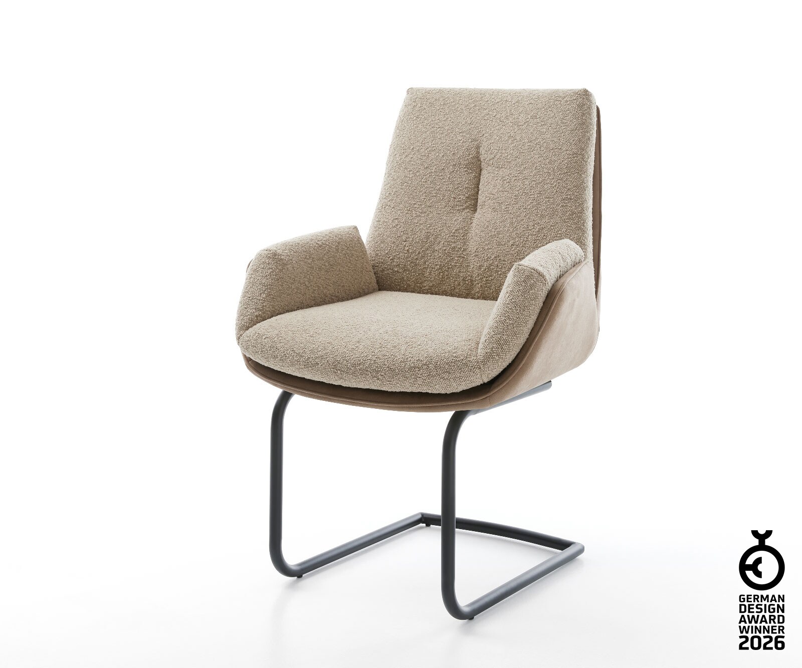 Chaise-pivotante Clea-Flex tissu mixte couleur boue pied croisé large noir pivotement sur 360° 3