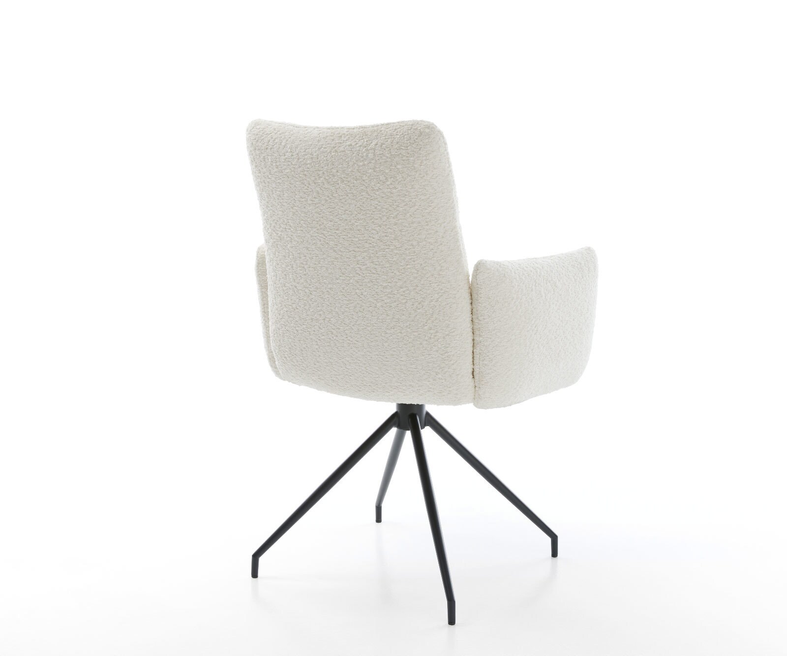 Chaise-pivotante Jova-Flex avec accoudoirs bouclé blanc pied croisé conique noir pivotement sur 180° ressorts ensachés 5
