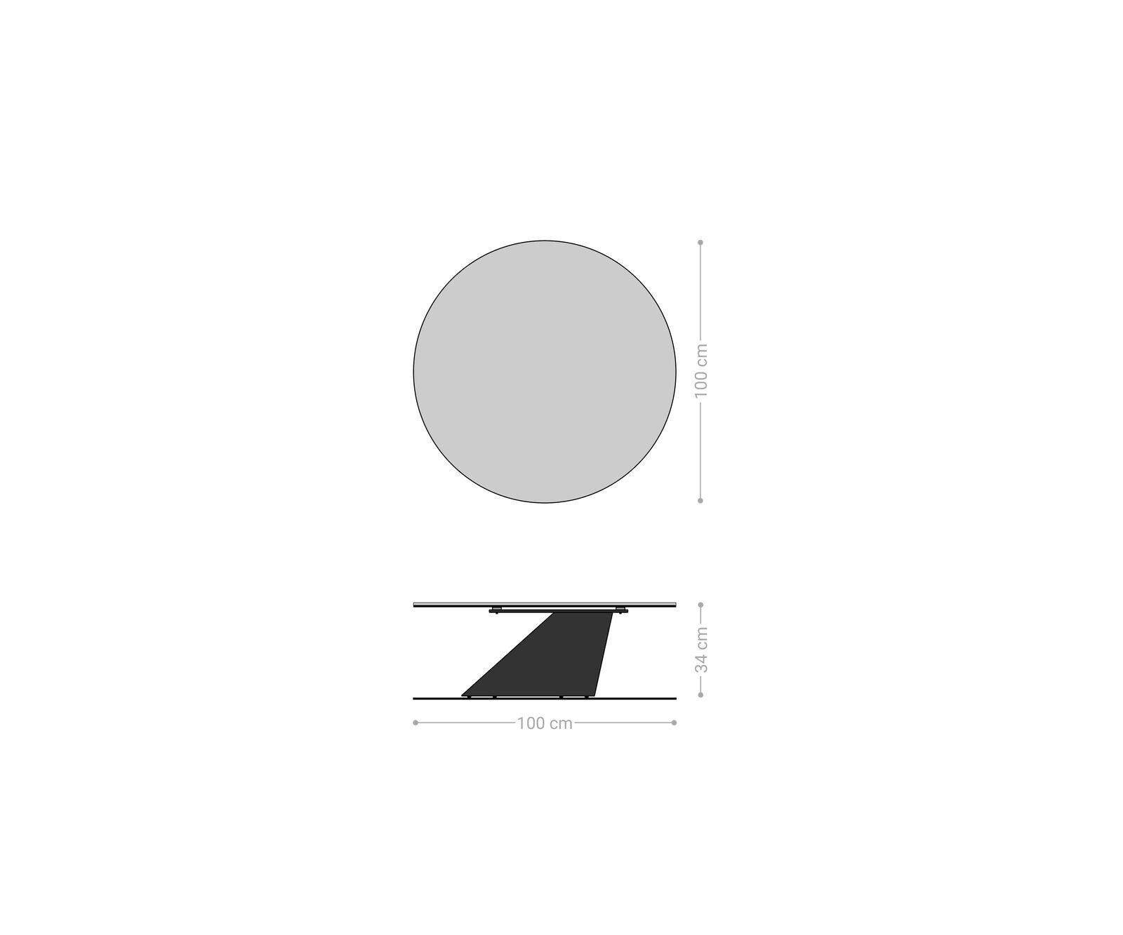 Table basse Edge rond 100x100 cm céramique Laminam® Noir Desir brun Conis argent métallique 7