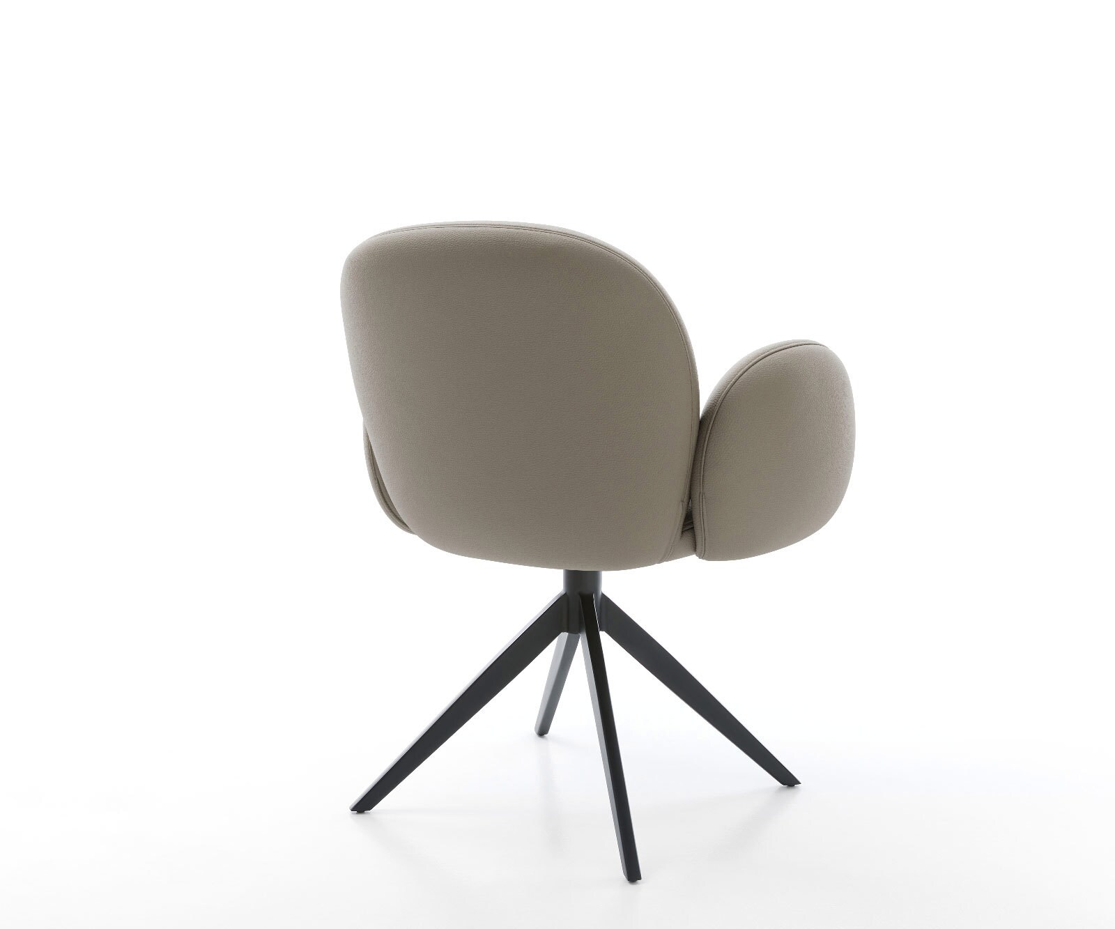 Drehstuhl Nube-Flex mit Armlehnen Echt-Leder Schlamm Kreuzgestell breit Schwarz 360° drehbar Wippfunktion Taschenfederkern 4