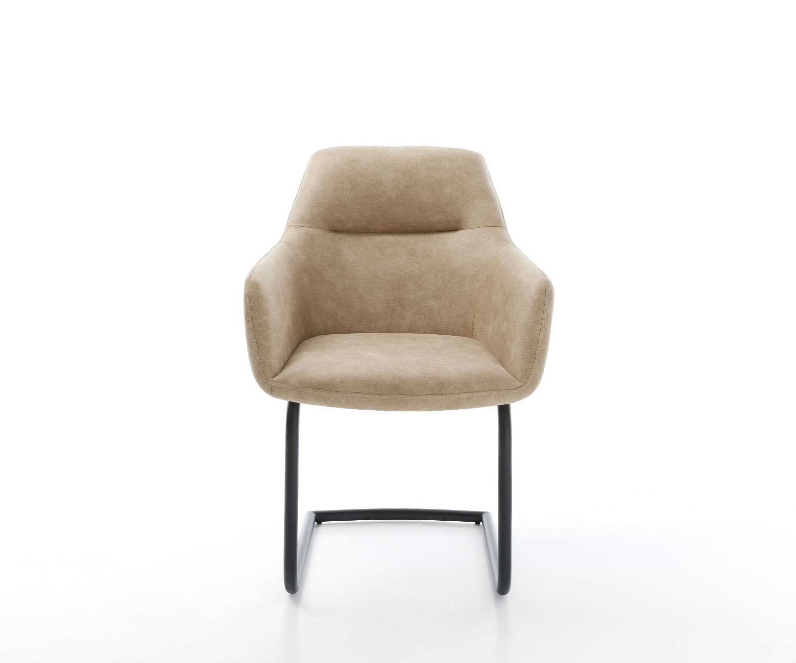 Cantilever Pejo-Flex microvelours beige vintage pied cantilever rond noir ressorts ensachés 2