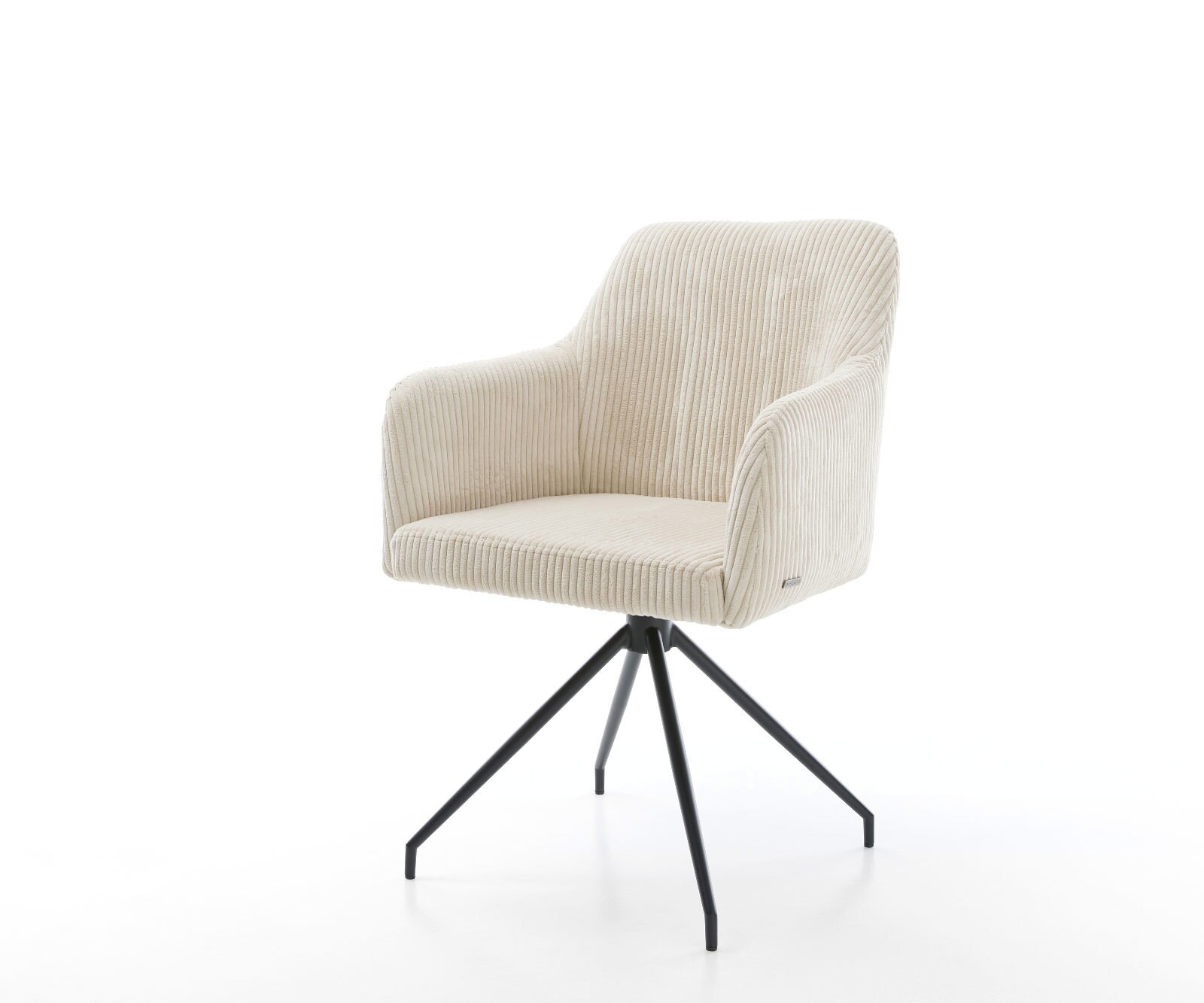 Drehstuhl Greg-Flex Cord Beige Kreuzgestell konisch Schwarz 180° drehbar
