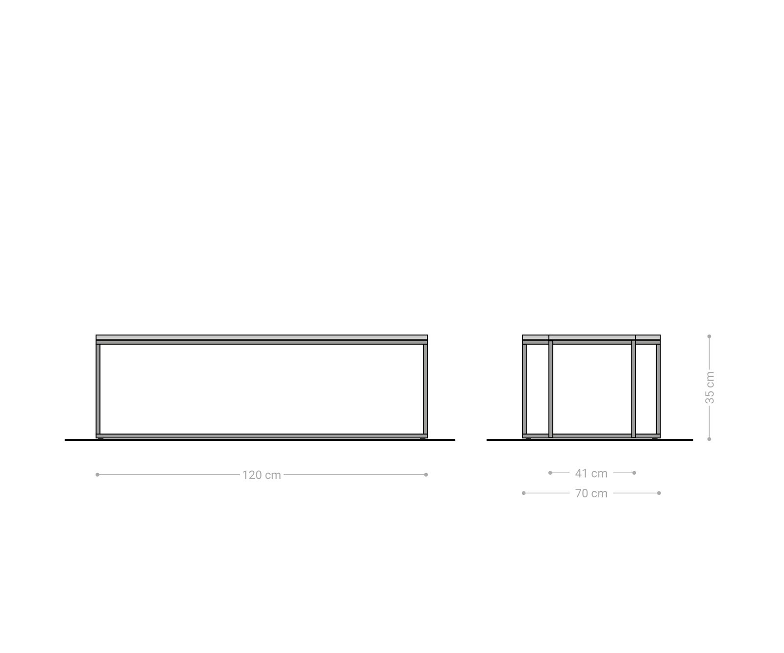 Beistelltisch Tatius 120x40/70 Akazie Natur Gestell schwarz passend zu Sirpio Trapeztisch 5
