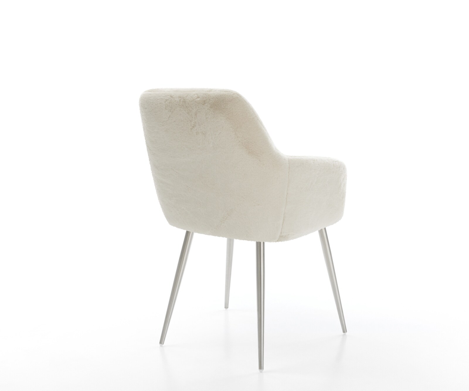 Chaise-de-salle-à-manger Pejo-Flex peluche crème-blanc 4 pieds coniques acier inoxydable resorts ensachés 4