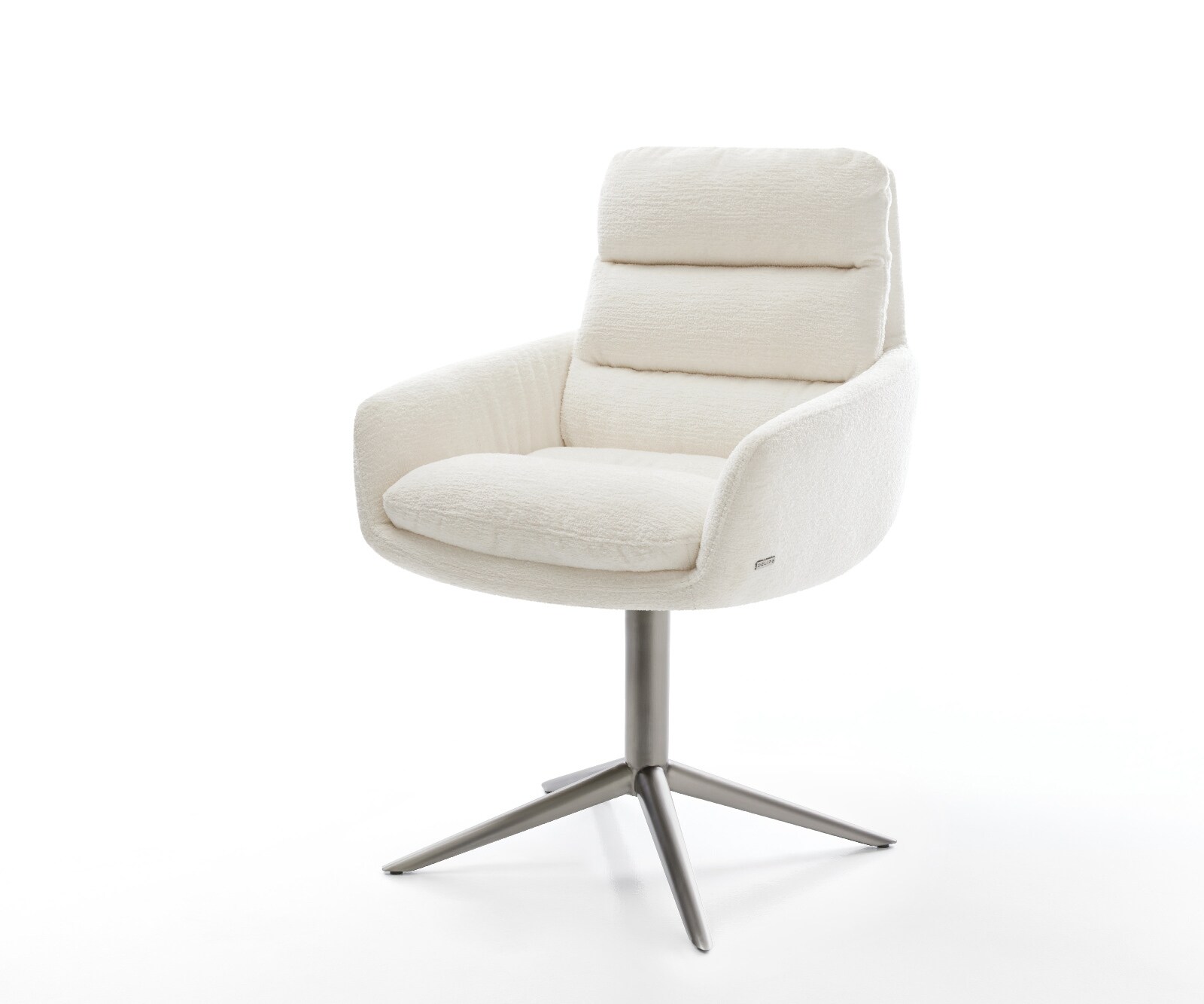 Chaise-pivotante Abelia-Flex avec accoudoirs bouclé doux beige pied de chaise 4 branches grafiete pivotement sur 360° fonction bascule