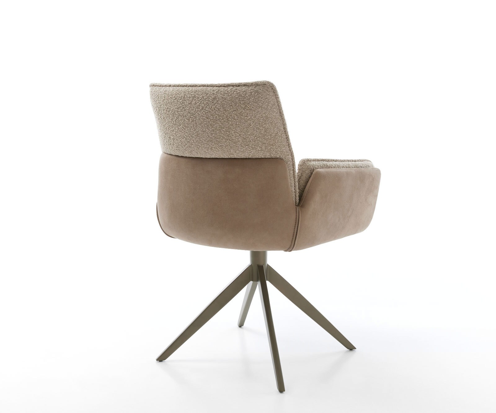 Chaise-pivotante Nela-Flex tissu mixte couleur boue pied croisé large aspect titane pivotement sur 360° 4