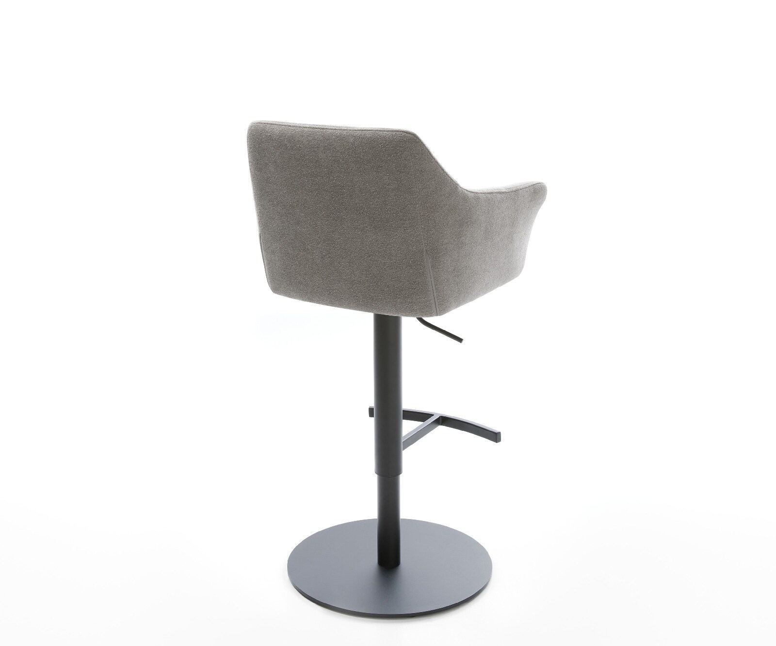 Chaise-de-bar Yulo-Flex Tissu structuré doux Gris Pied pivotant réglable en hauteur Noir Noir 4