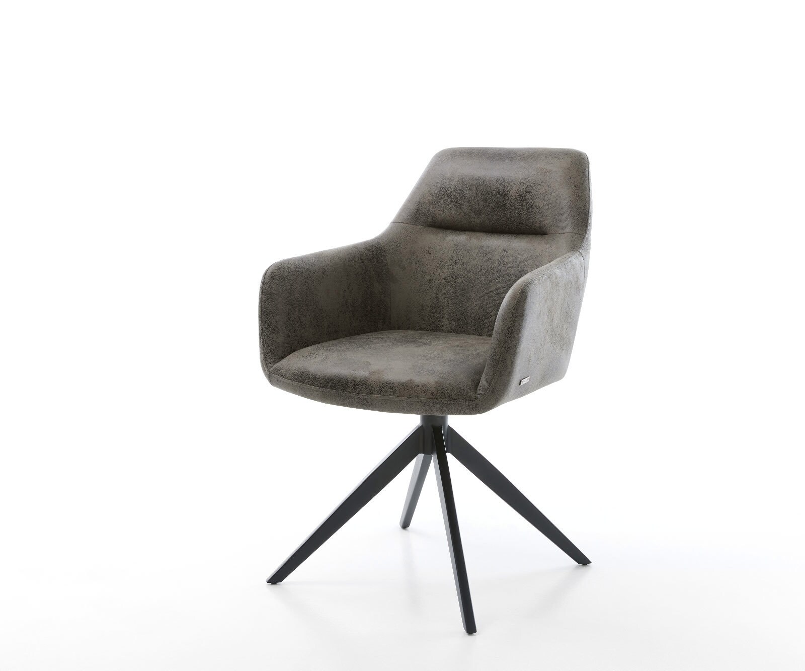 Drehstuhl Pejo-Flex Mikrofaser Grau Antik Kreuzgestell breit Schwarz 360° drehbar Wippfunktion Taschenfederkern