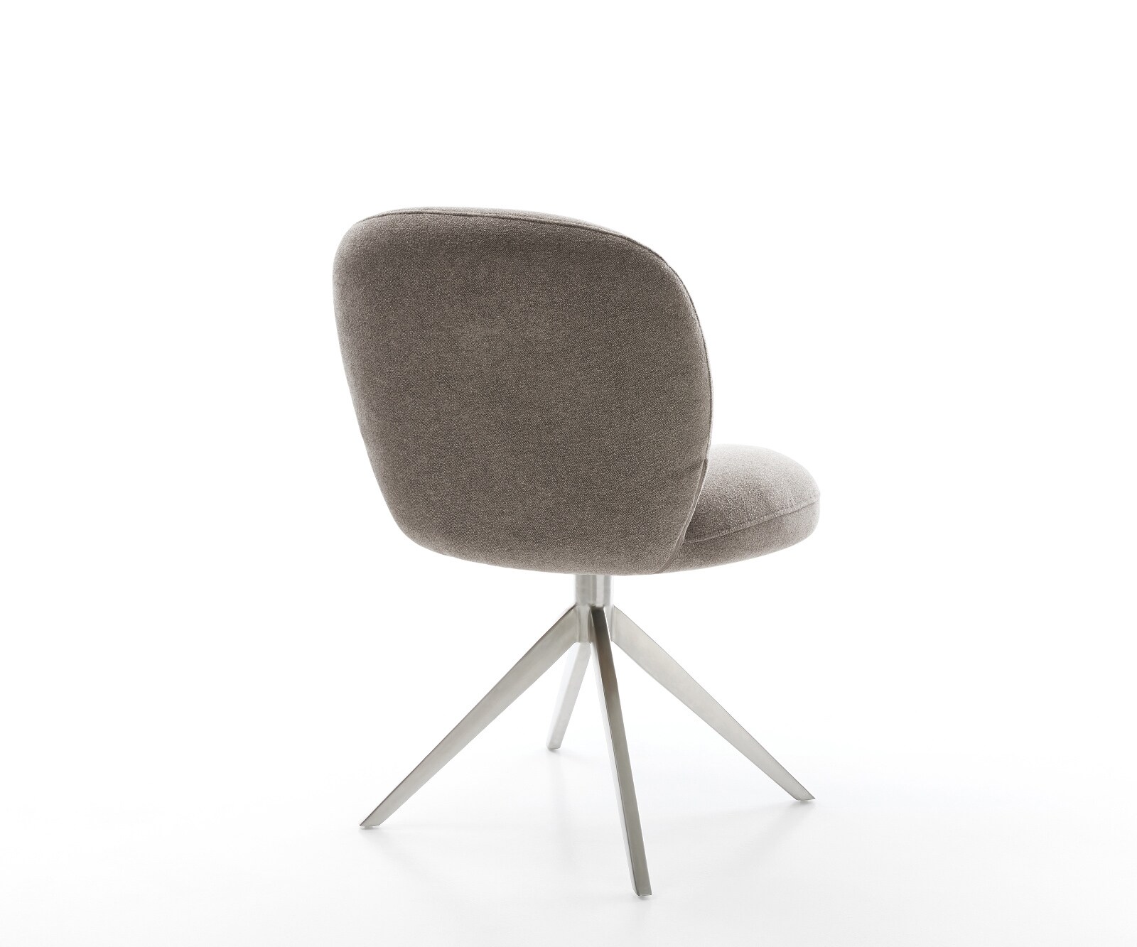 Chaise-pivotante Nube-Flex tissu structuré doux taupe pied croisé large acier inoxydable pivotement sur 360° fonction bascule ressorts ensachés 4