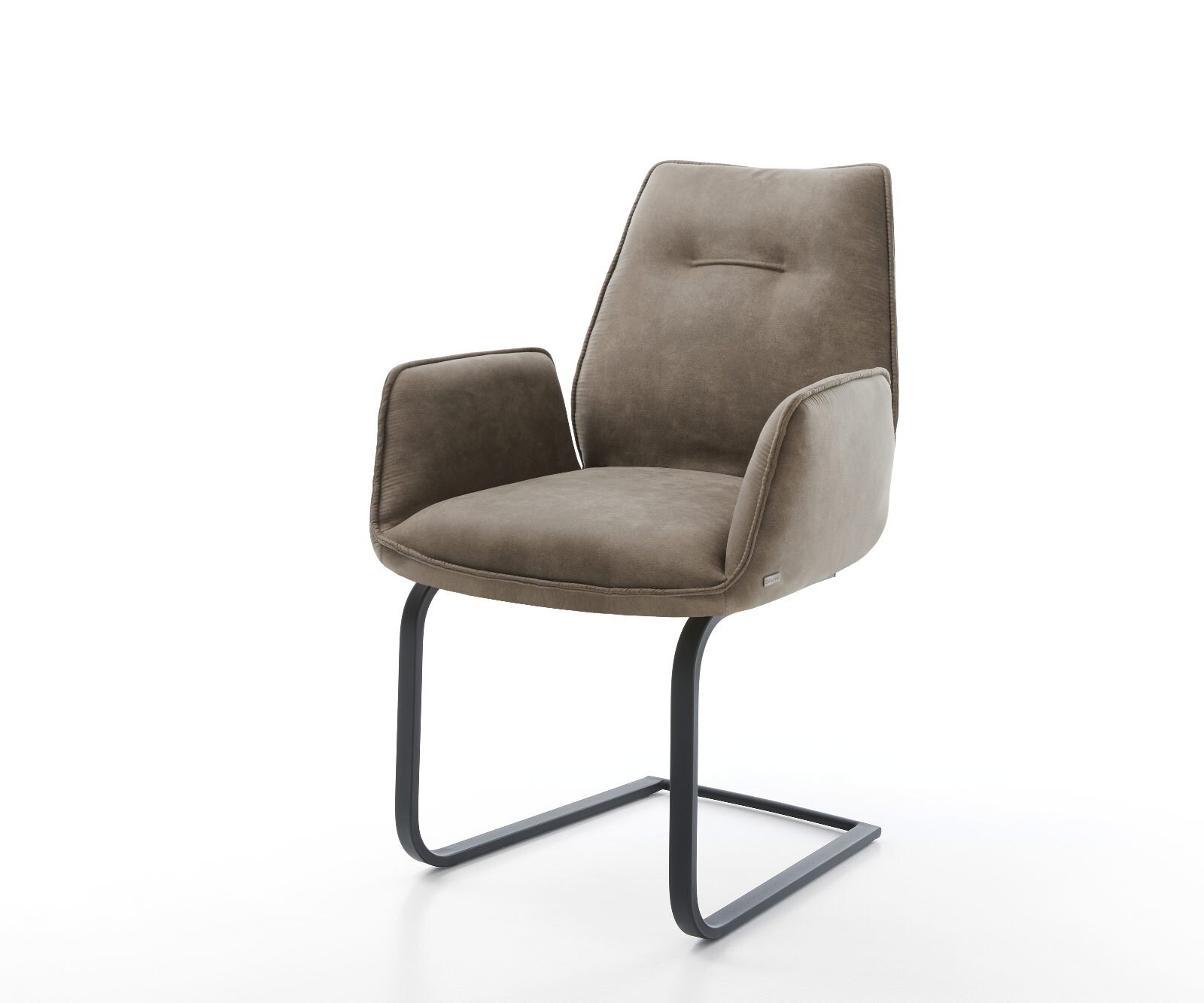 Cantilever Zoa-Flex microvelours taupe vintage pied cantilever plat noir ressorts ensachés 1