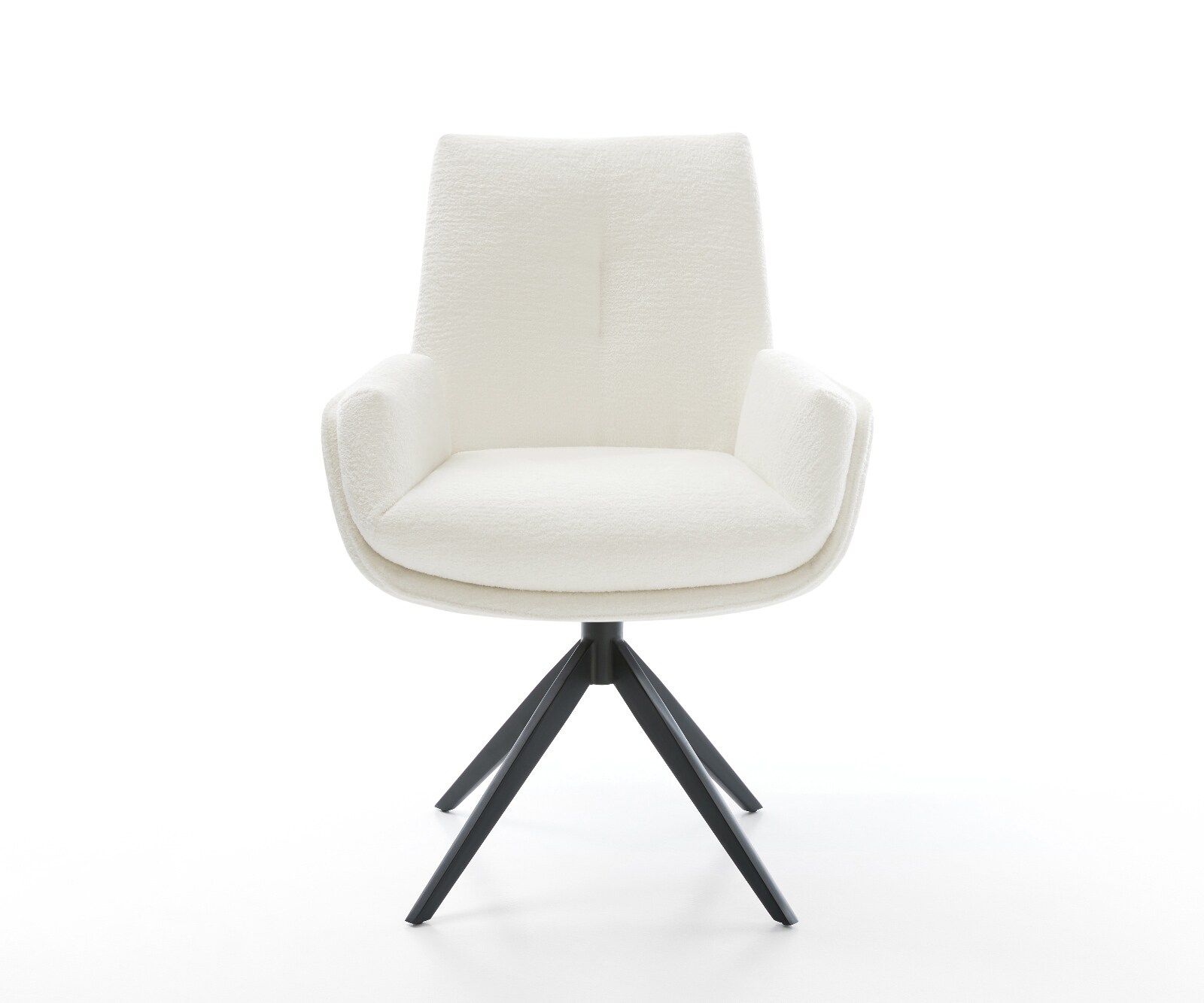 Drehstuhl Clea-Flex Bouclé Soft Beige Kreuzgestell breit Schwarz 360° drehbar Wippfunktion 2