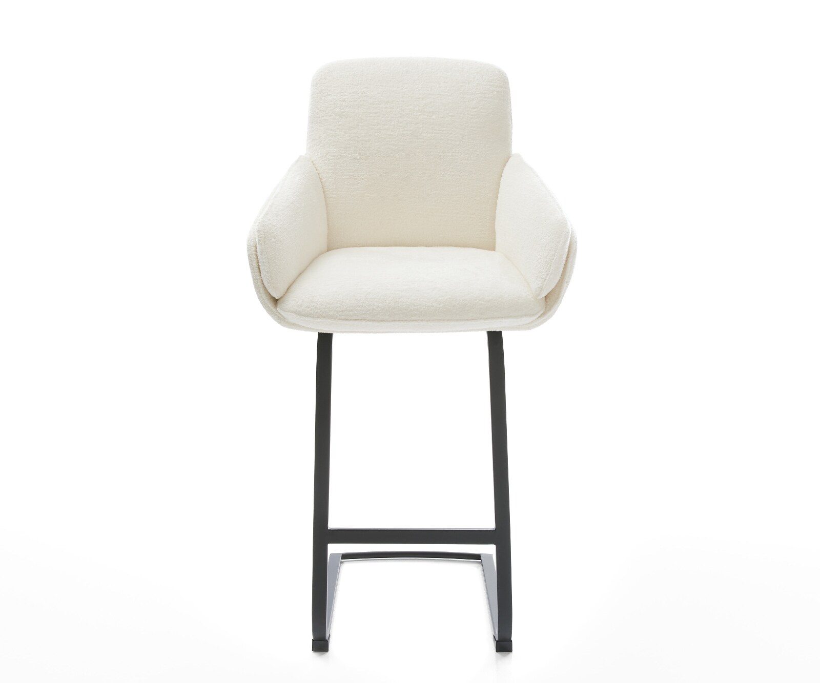 Barstuhl Luan-Flex Bouclé Soft Beige Freischwinger Flach Metall Schwarz 2