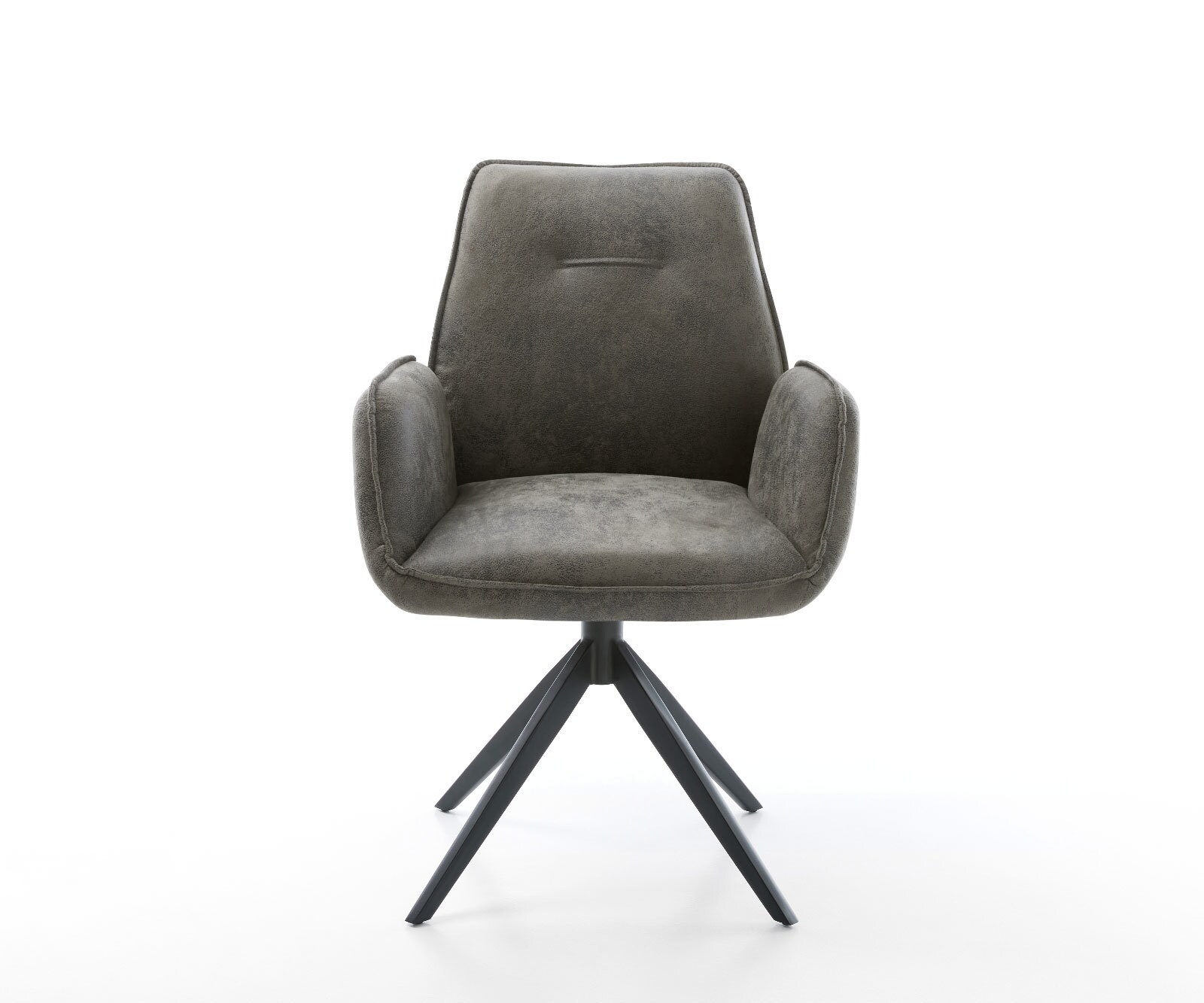 Chaise-pivotante Zoa-Flex microvelours gris antique pied croisé large noir pivotement sur 360° fonction bascule ressorts ensachés 1