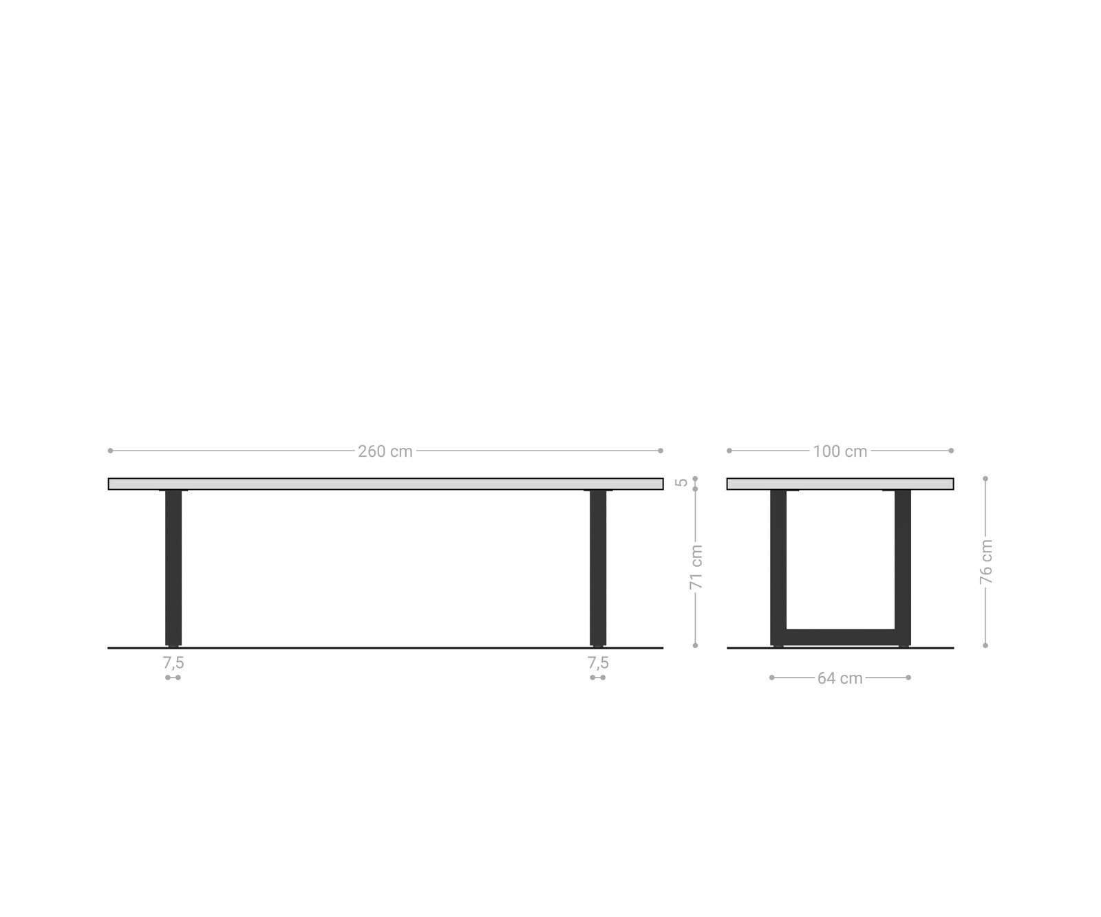 Table-à-manger Edge 260x100 XL acacia marron acier inoxydable large Live-Edge 7