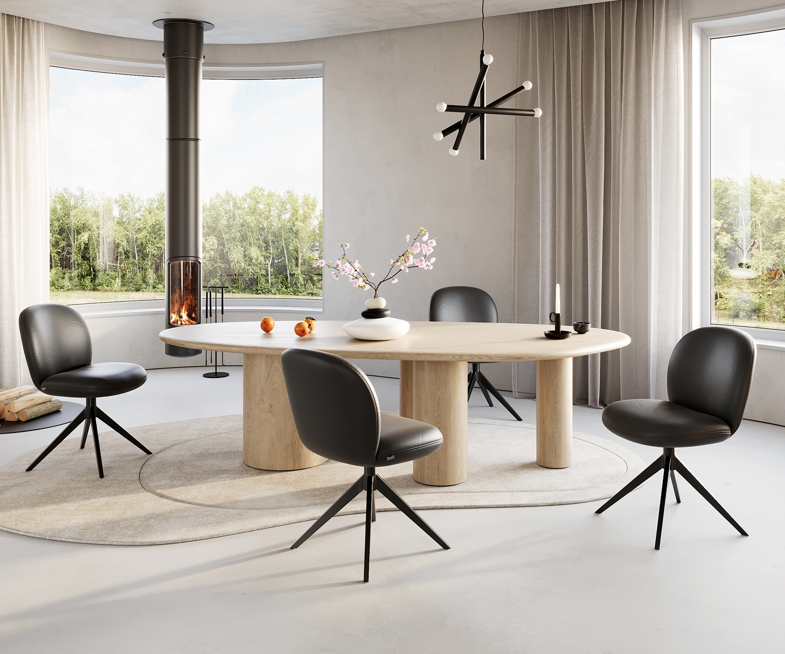 Drehstuhl Nube-Flex Echt-Leder Schwarz Kreuzgestell breit Schwarz 360° drehbar Taschenfederkern 4 Drehstuhl Nube-Flex Echt-Leder Schwarz Kreuzgestell breit Schwarz 360° drehbar Taschenfederkern 4