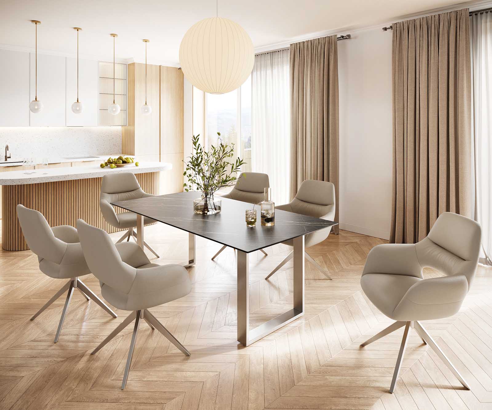 Table-à-manger Edge 200x100 céramique Laminam® noir desir brun inox étroit 5 Table-à-manger Edge 200x100 céramique Laminam® noir desir brun inox étroit 5