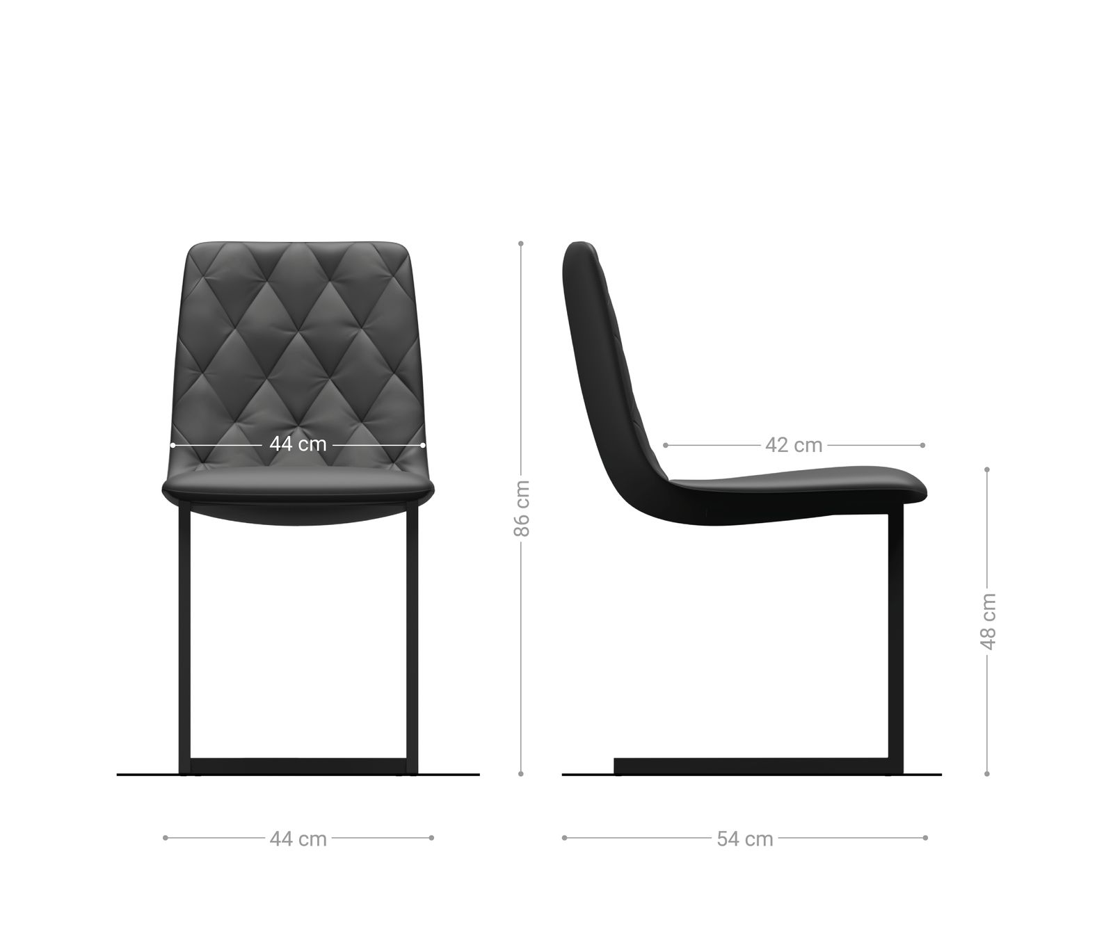 4-er-Set-Esszimmerstuhl Trado-Adesso Grau Samt Freischwinger 4 4-er-Set-Esszimmerstuhl Trado-Adesso Grau Samt Freischwinger 4
