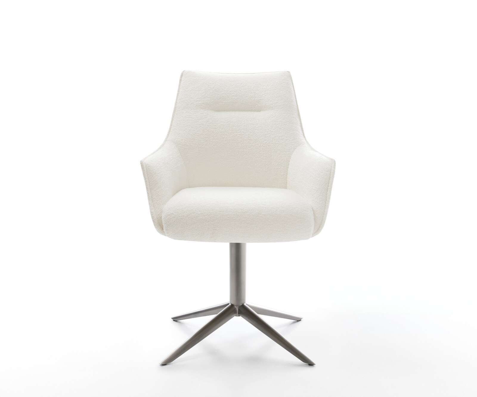 Drehstuhl Alja-Flex mit Armlehnen Bouclé Soft Beige Fußkreuz Graphit 360° drehbar Wippfunktion Taschenfederkern 1