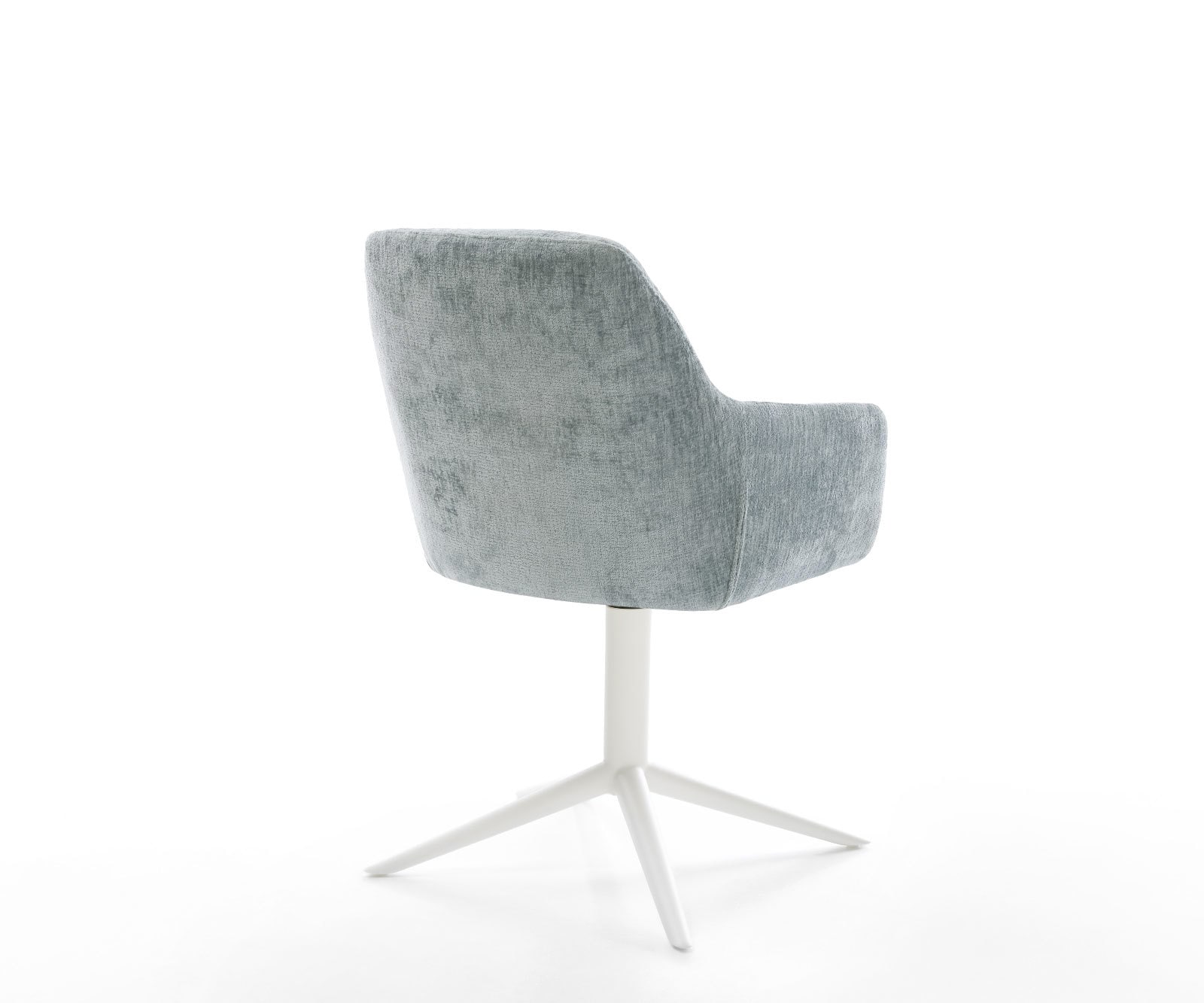 Chaise-pivotante Pejo-Flex chenille bleu pastel pied de chaise 4 branches blanc pivotement sur 360° fonction bascule ressorts ensachés 4 Chaise-pivotante Pejo-Flex chenille bleu pastel pied de chaise 4 branches blanc pivotement sur 360° fonction bascule ressorts ensachés 4