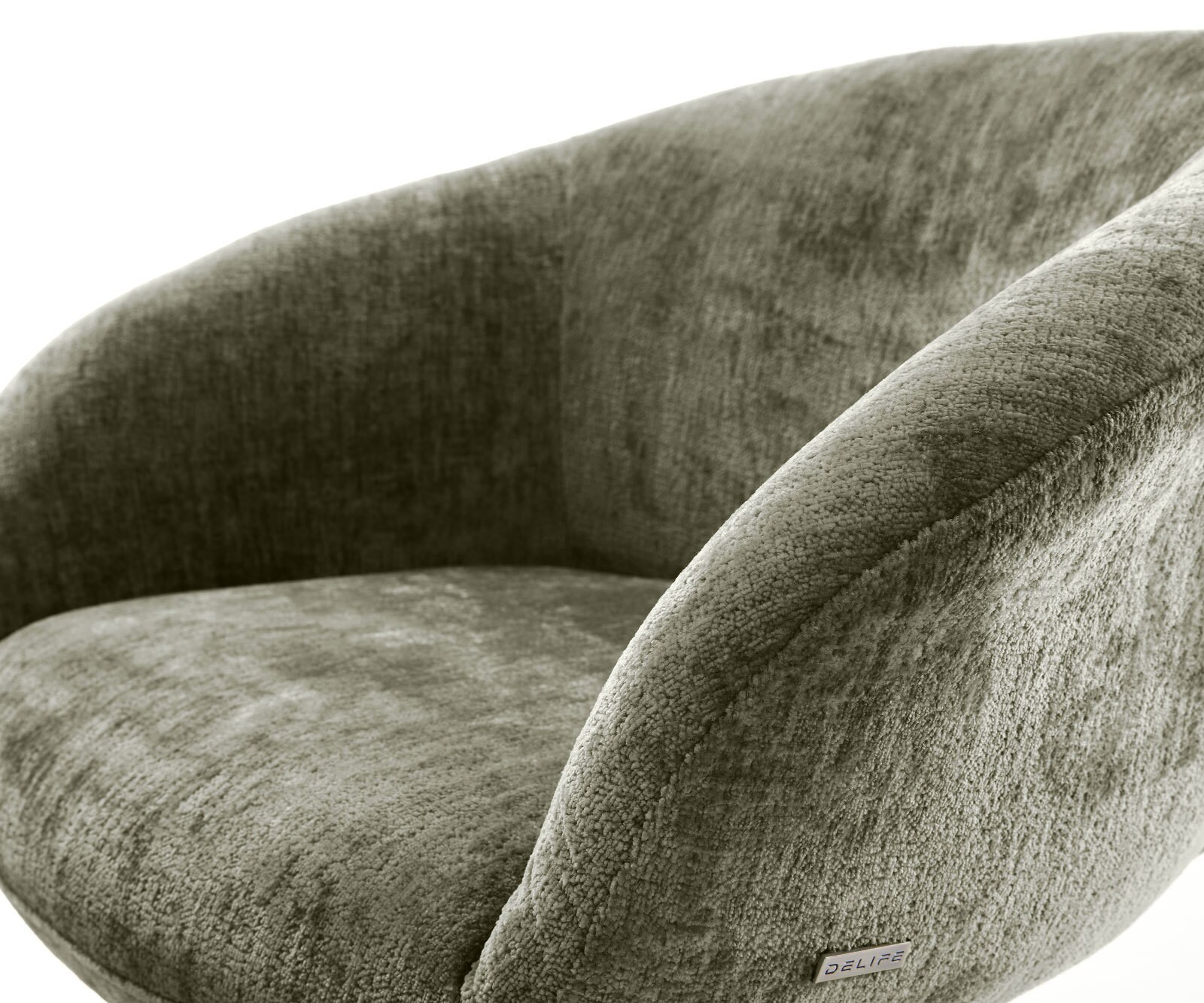 Chaise-de-salle-à-manger Vinka-Flex avec accoudoirs chenille olive pied trapèze noir ressorts ensachés 4